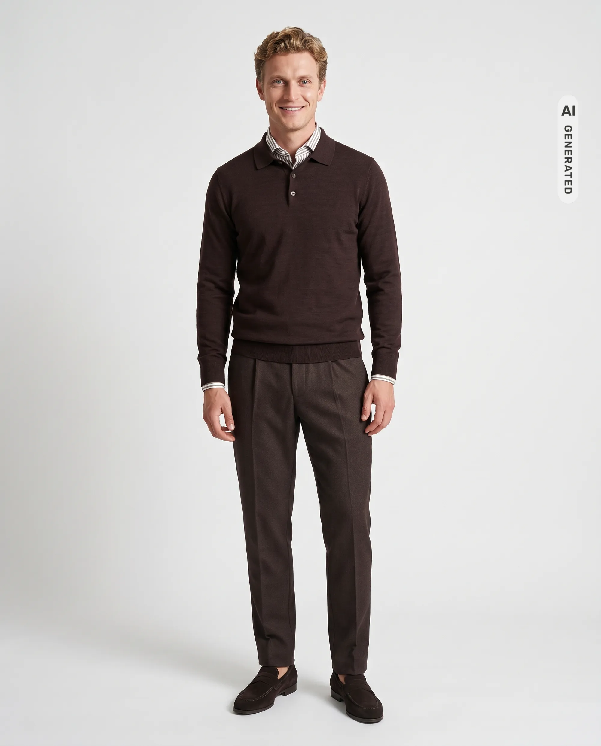 Recall Polo Dark Brown melange 102091-007-L