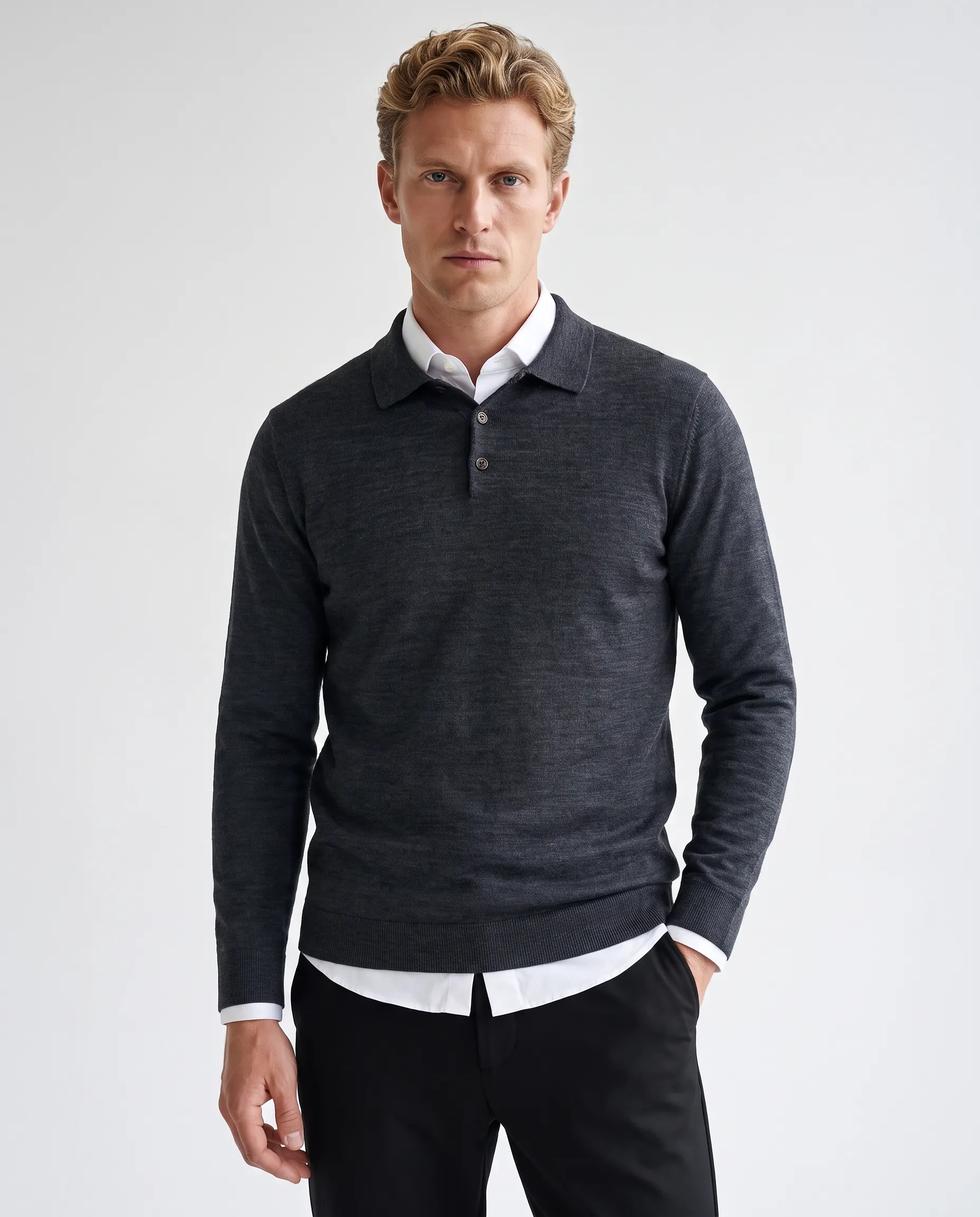 Recall Polo Dark Grey Melange 102091-008-L