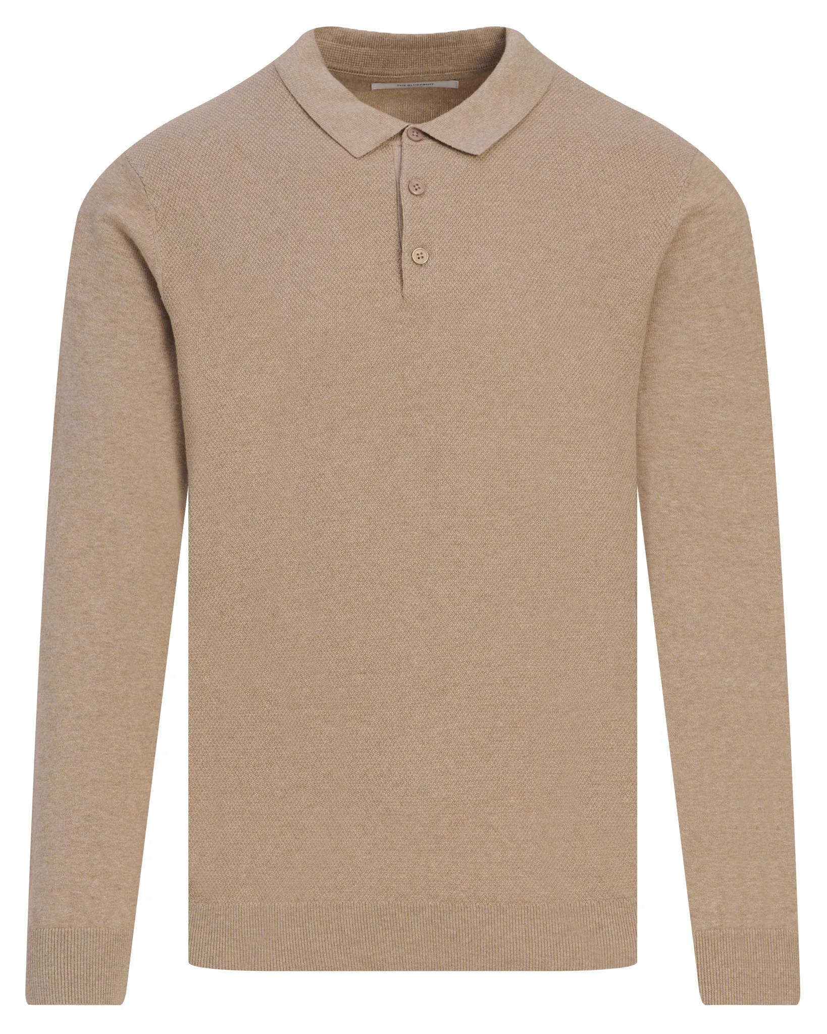 The BLUEPRINT Premium Polo Lange mouw Beige uni 102185-003