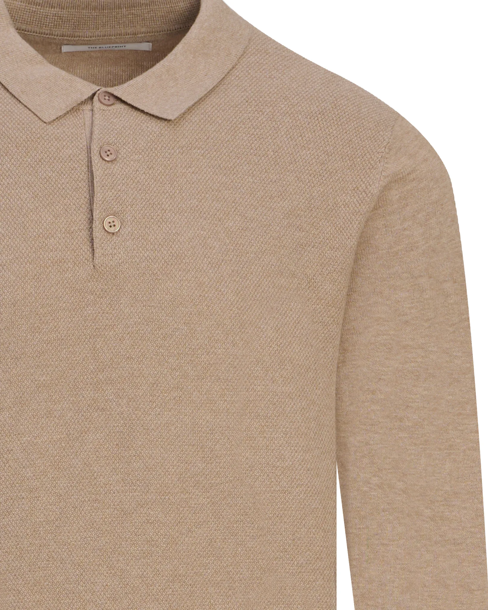 The BLUEPRINT Premium Polo Lange mouw Beige uni 102185-003