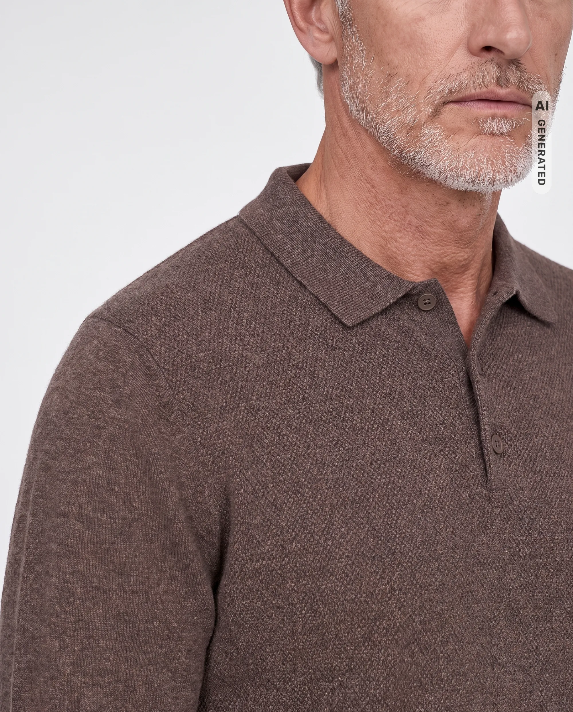 The BLUEPRINT Premium Polo Lange mouw Coffe Bean 102185-007-L