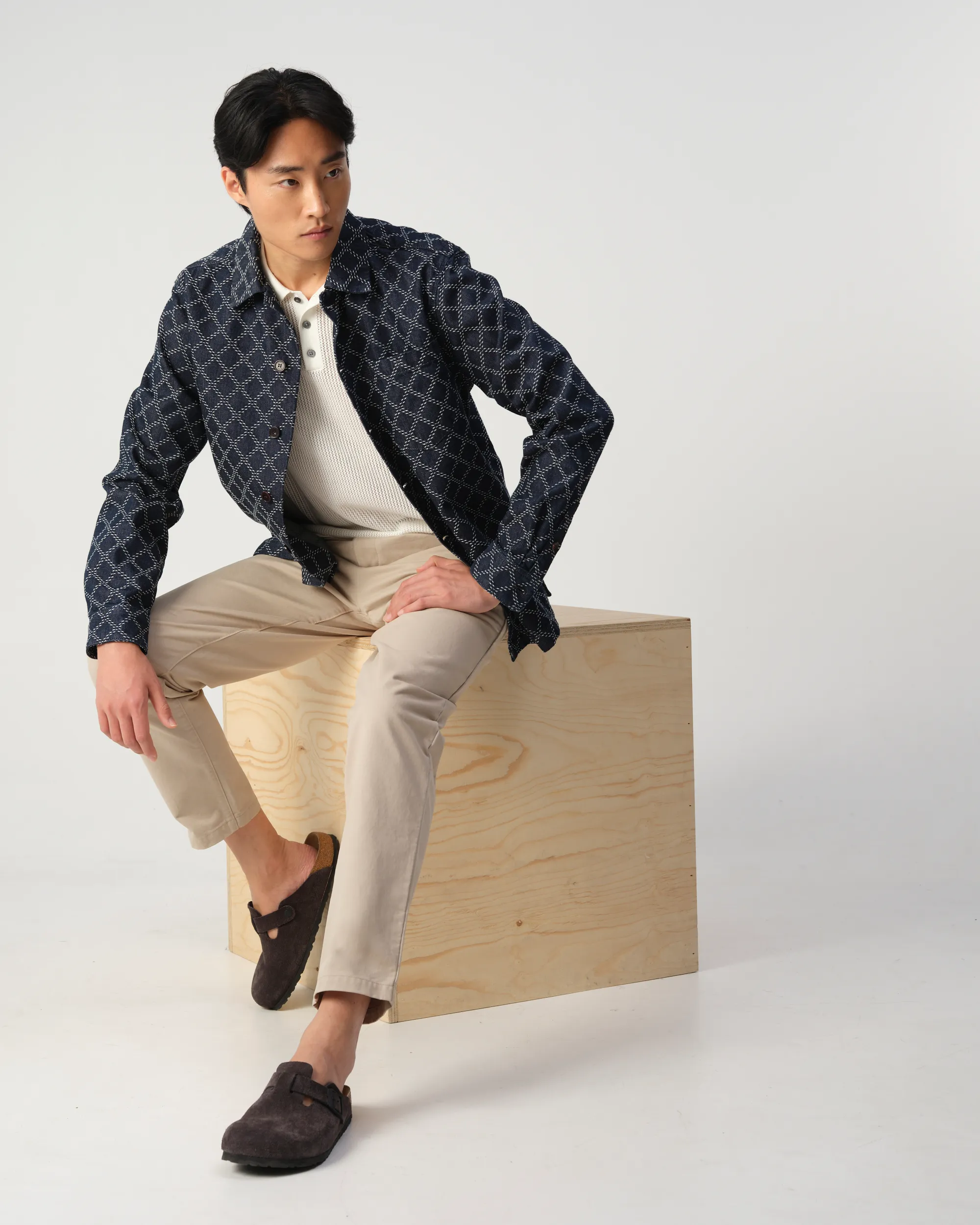 J.C. RAGS Roux Diamond Overshirt  Dark Blue Dessin 103288-001-L