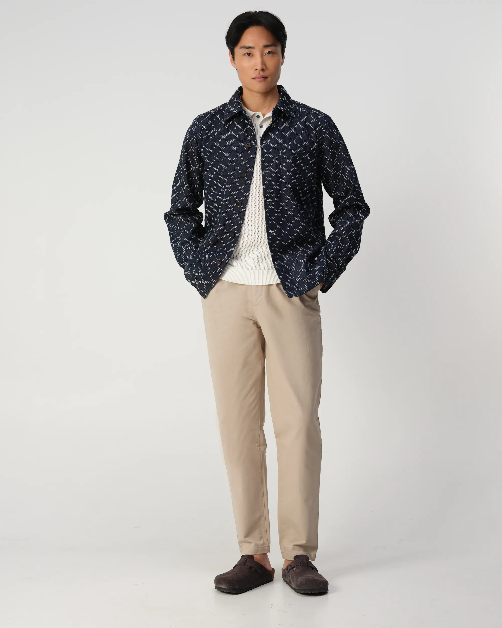 J.C. RAGS Roux Diamond Overshirt  Dark Blue Dessin 103288-001-L