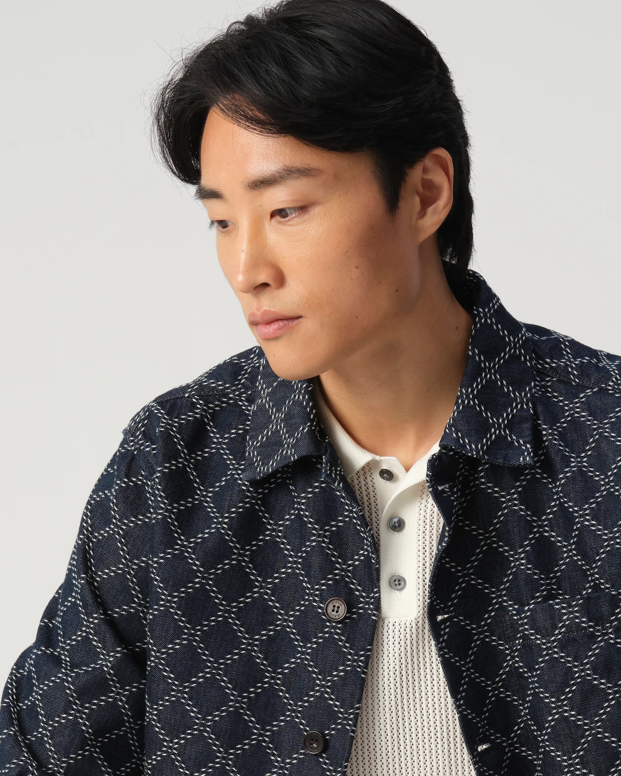 J.C. RAGS Roux Diamond Overshirt  Dark Blue Dessin 103288-001-L