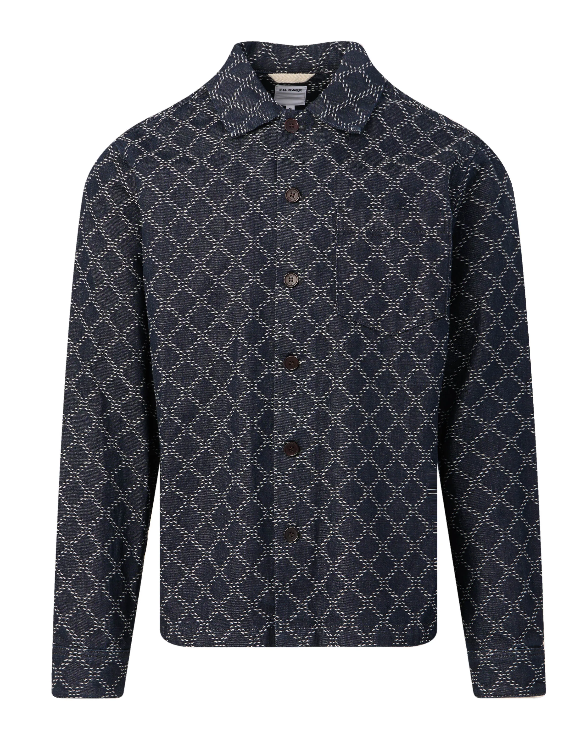 J.C. RAGS Roux Diamond Overshirt  Dark Blue Dessin 103288-001-L