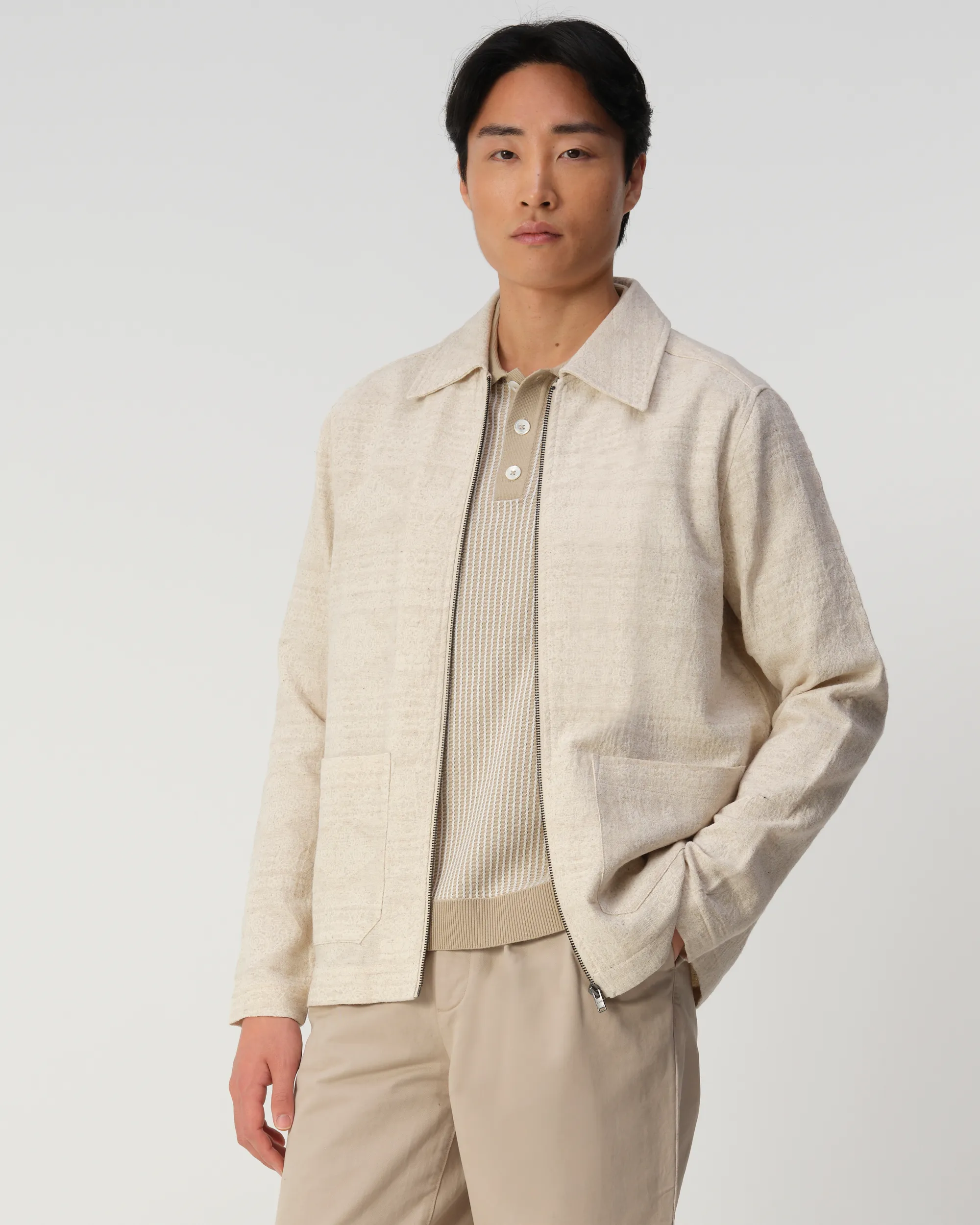 J.C. RAGS - Overshirt Benji Jacquard Sand dessin 103313-001-L