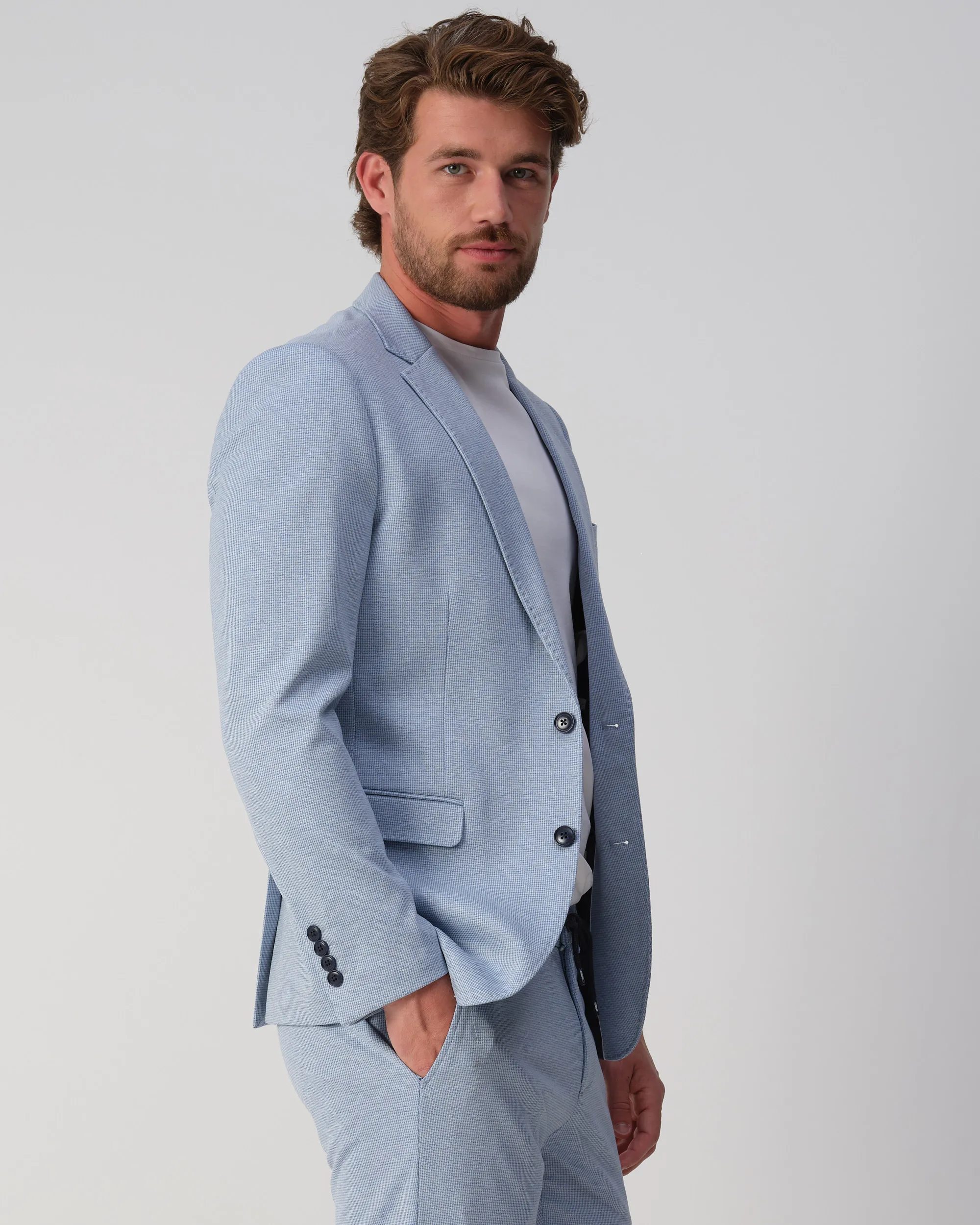 Runway PARTY - Mix & match jacket Romeo L.blauw kleine ruit 103322-001-46