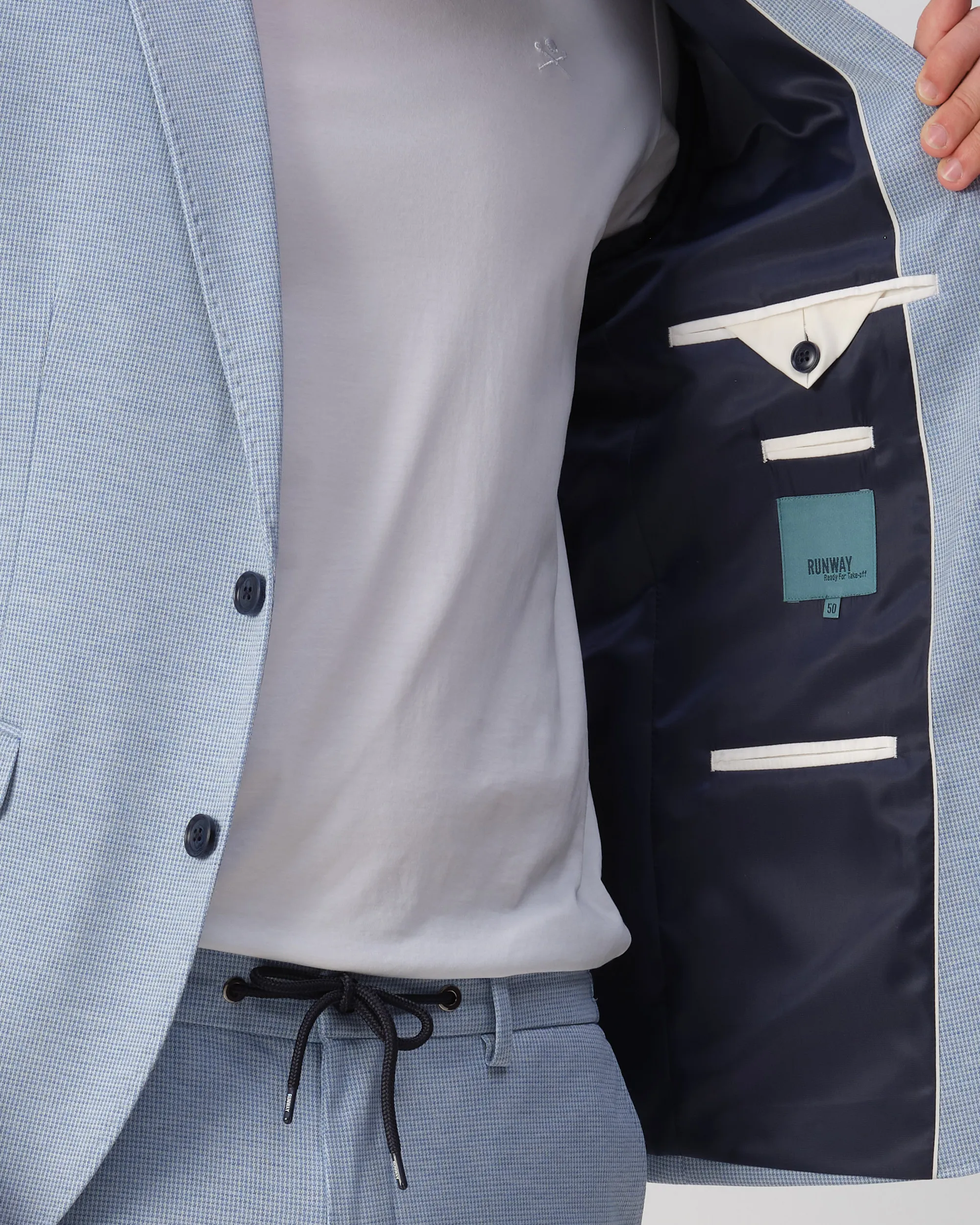 Runway PARTY - Mix & match jacket Romeo L.blauw kleine ruit 103322-001-46