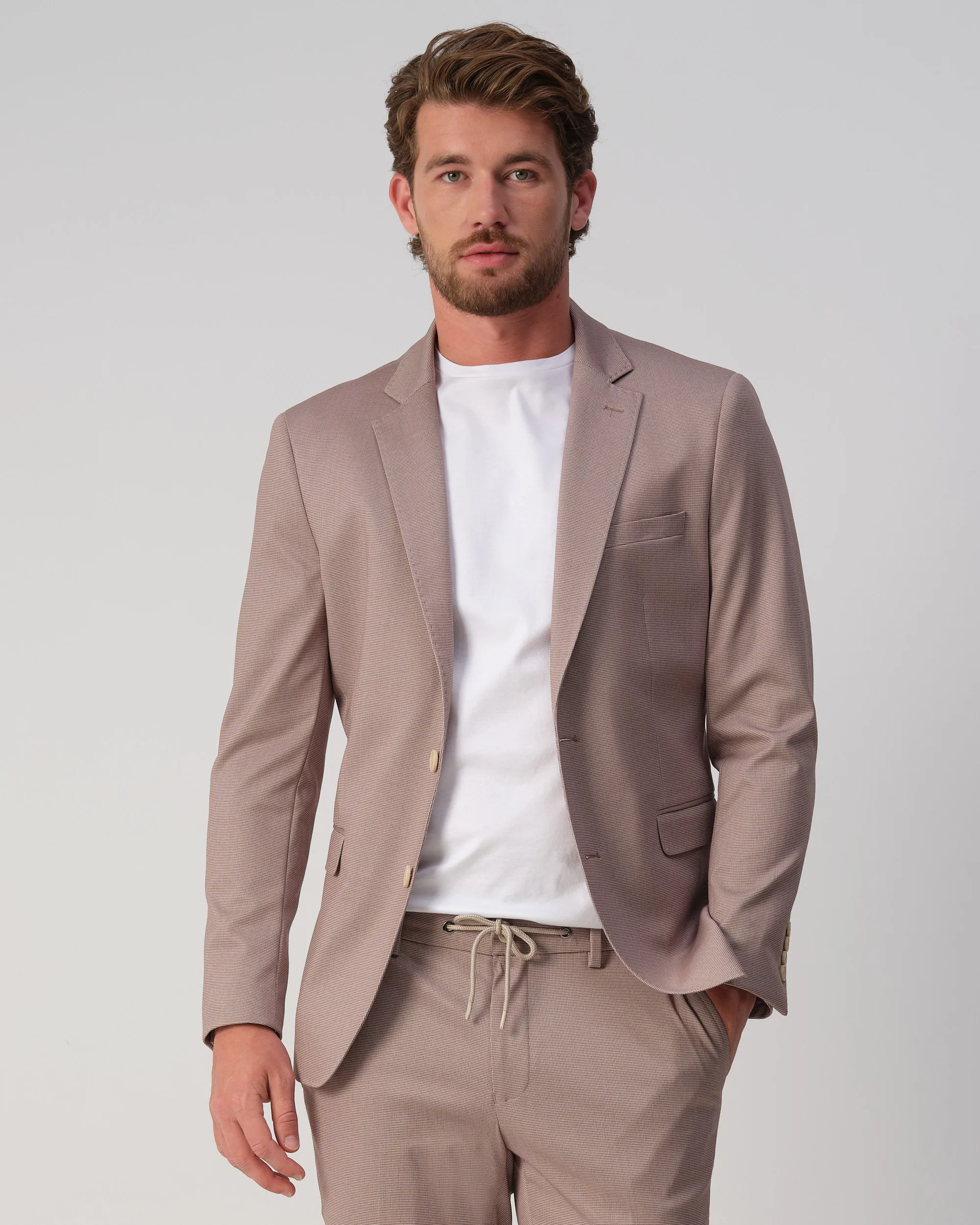 Runway PARTY - Mix & match jacket Romeo Beige kleine ruit 103323-001-46