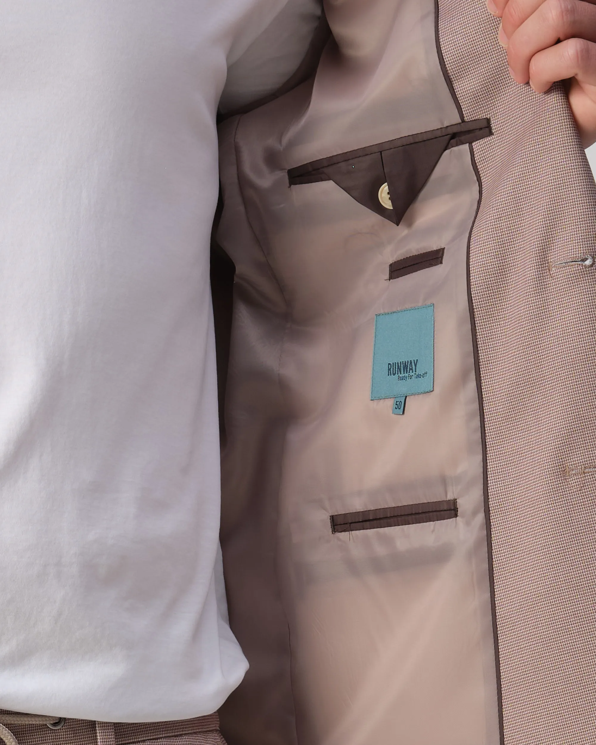 Runway PARTY - Mix & match jacket Romeo Beige kleine ruit 103323-001-46