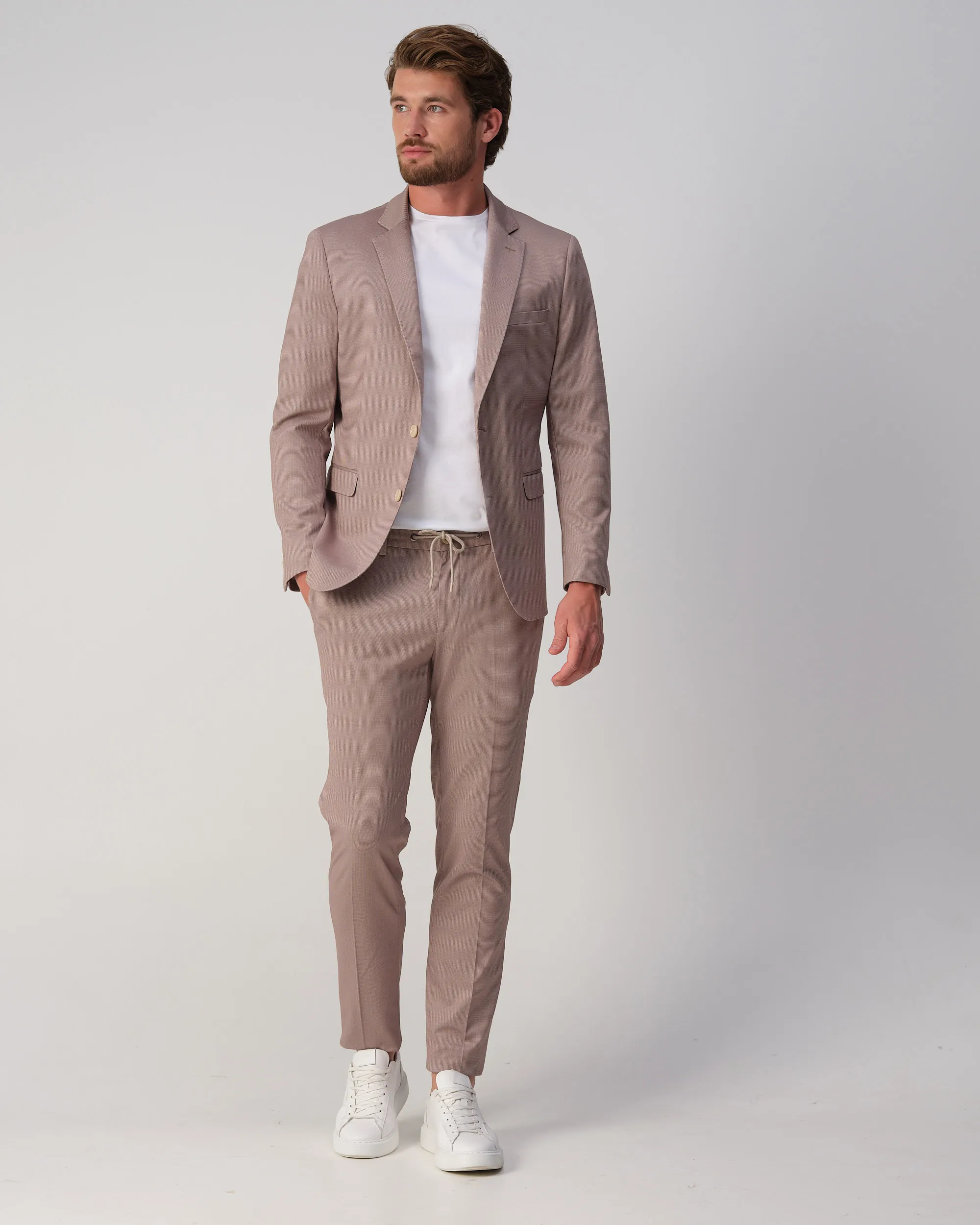 Runway PARTY - Mix & match trousers Matteo Beige kleine ruit 103325-001-46