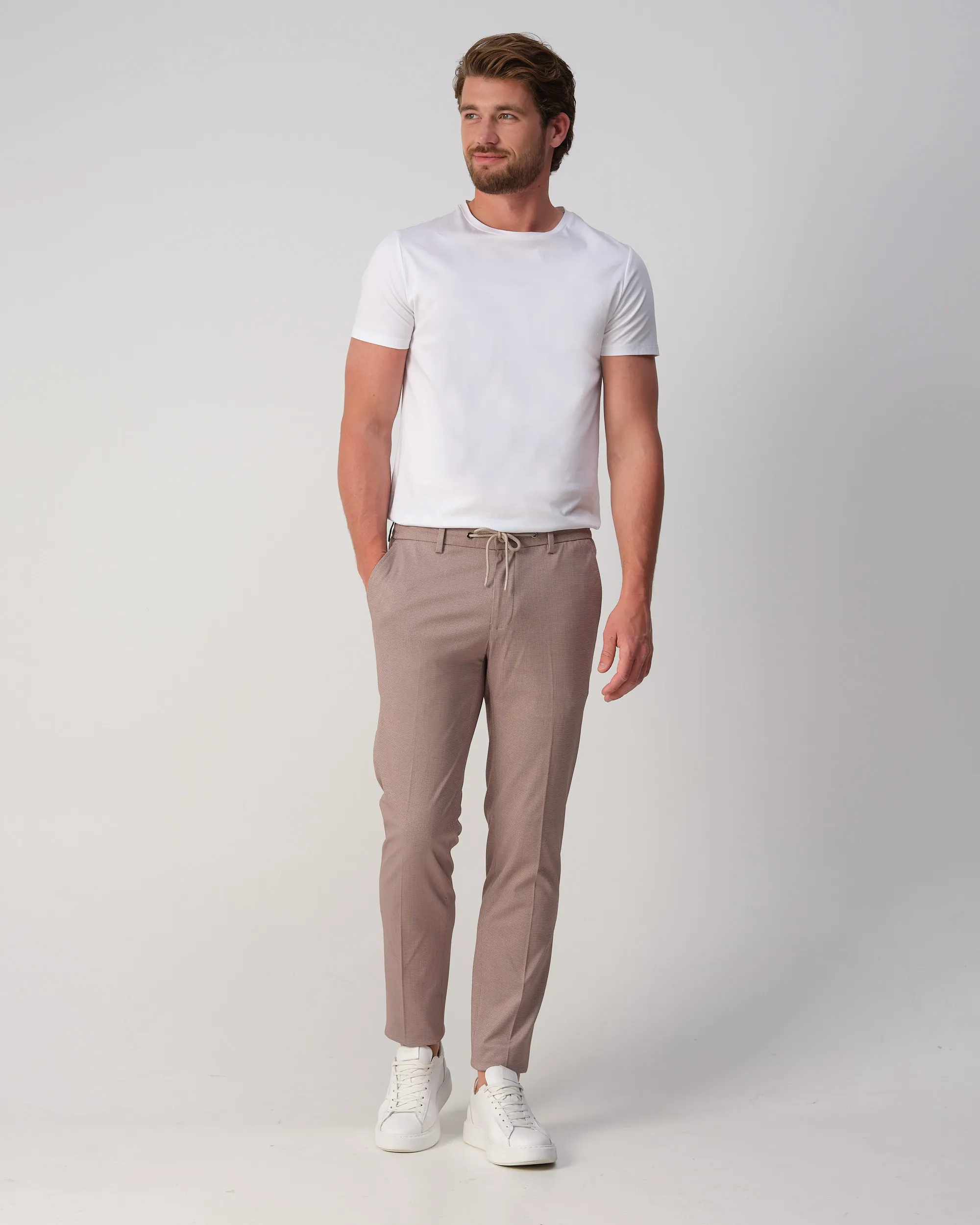 Runway PARTY - Mix & match trousers Matteo Beige kleine ruit 103325-001-46