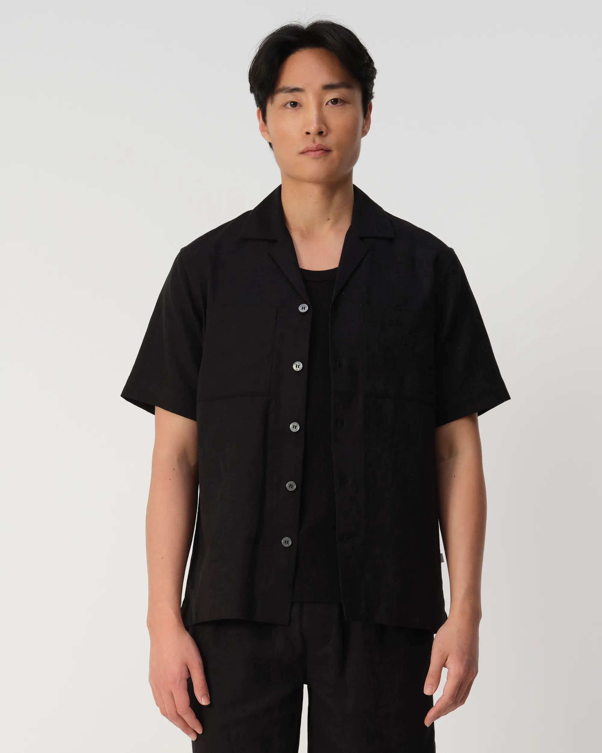 J.C. RAGS Aaron Jacquard Casual Overhemd Zwart dessin 103329-001-L