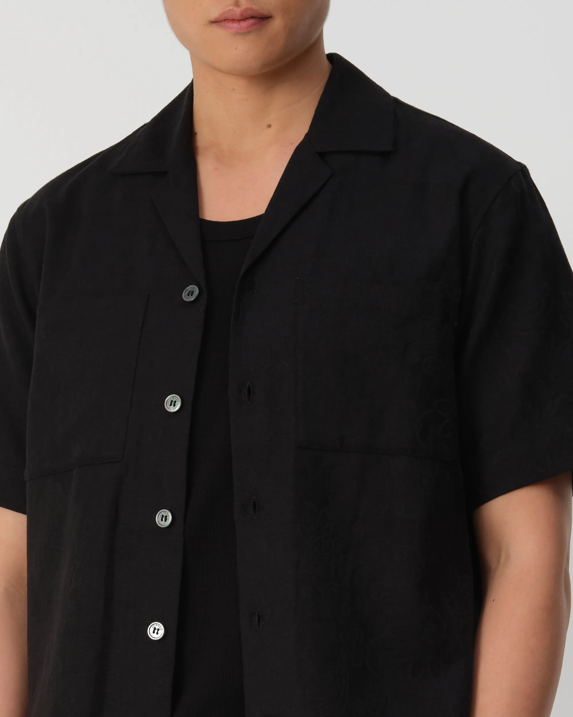 J.C. RAGS Aaron Jacquard Casual Overhemd Zwart dessin 103329-001-L