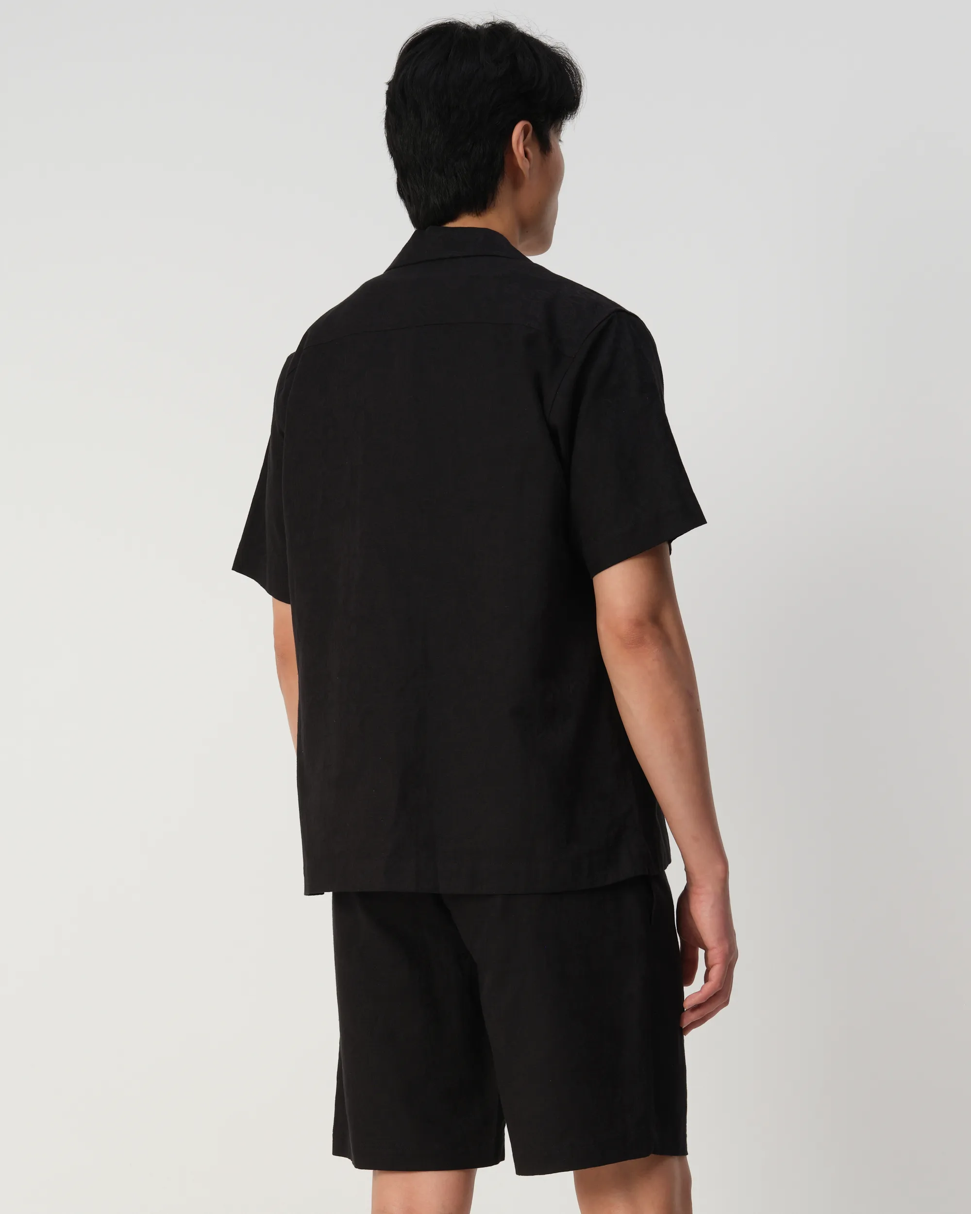 J.C. RAGS Aaron Jacquard Casual Overhemd Zwart dessin 103329-001-L