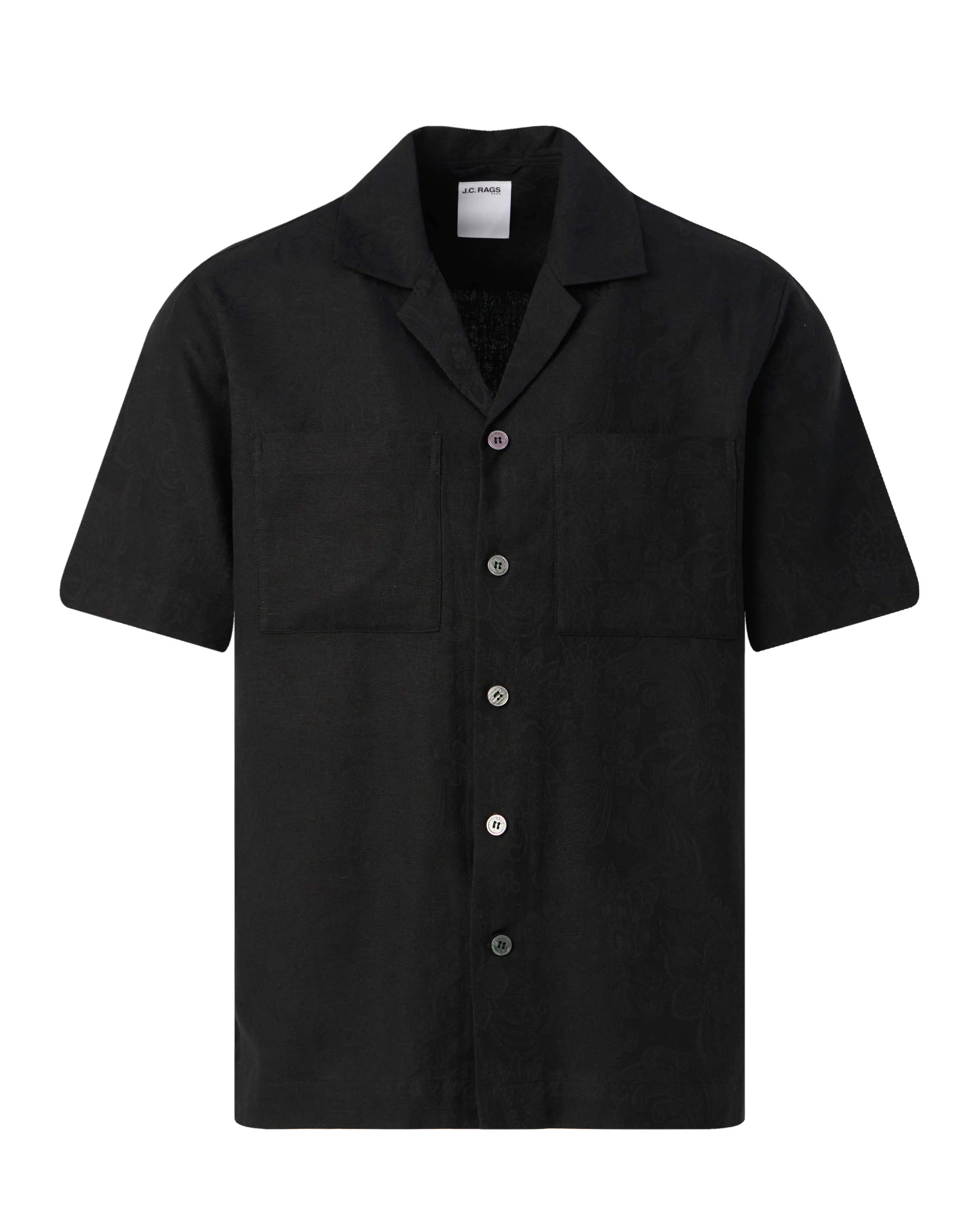 J.C. RAGS Aaron Jacquard Casual Overhemd Zwart dessin 103329-001-L
