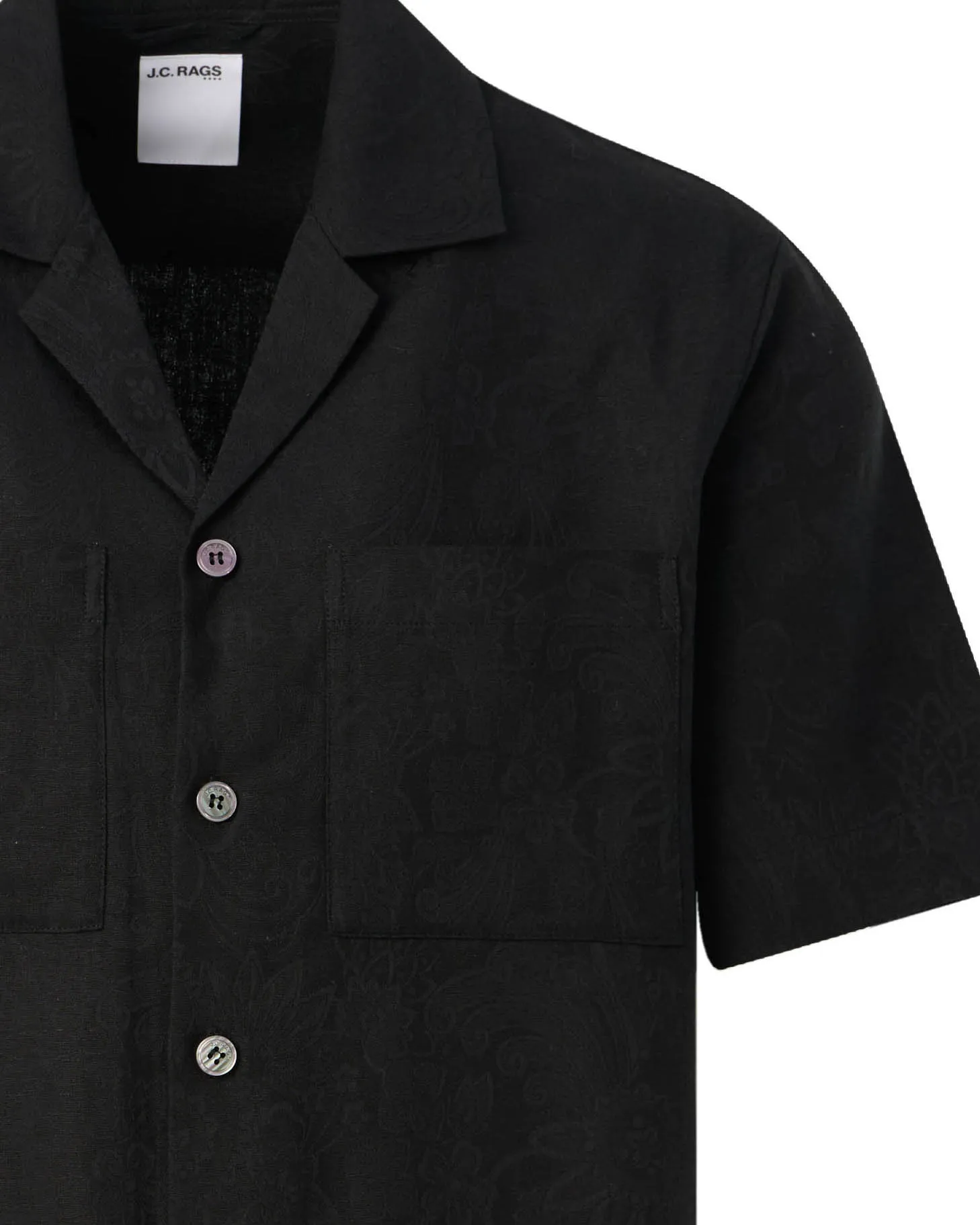 J.C. RAGS Aaron Jacquard Casual Overhemd Zwart dessin 103329-001-L