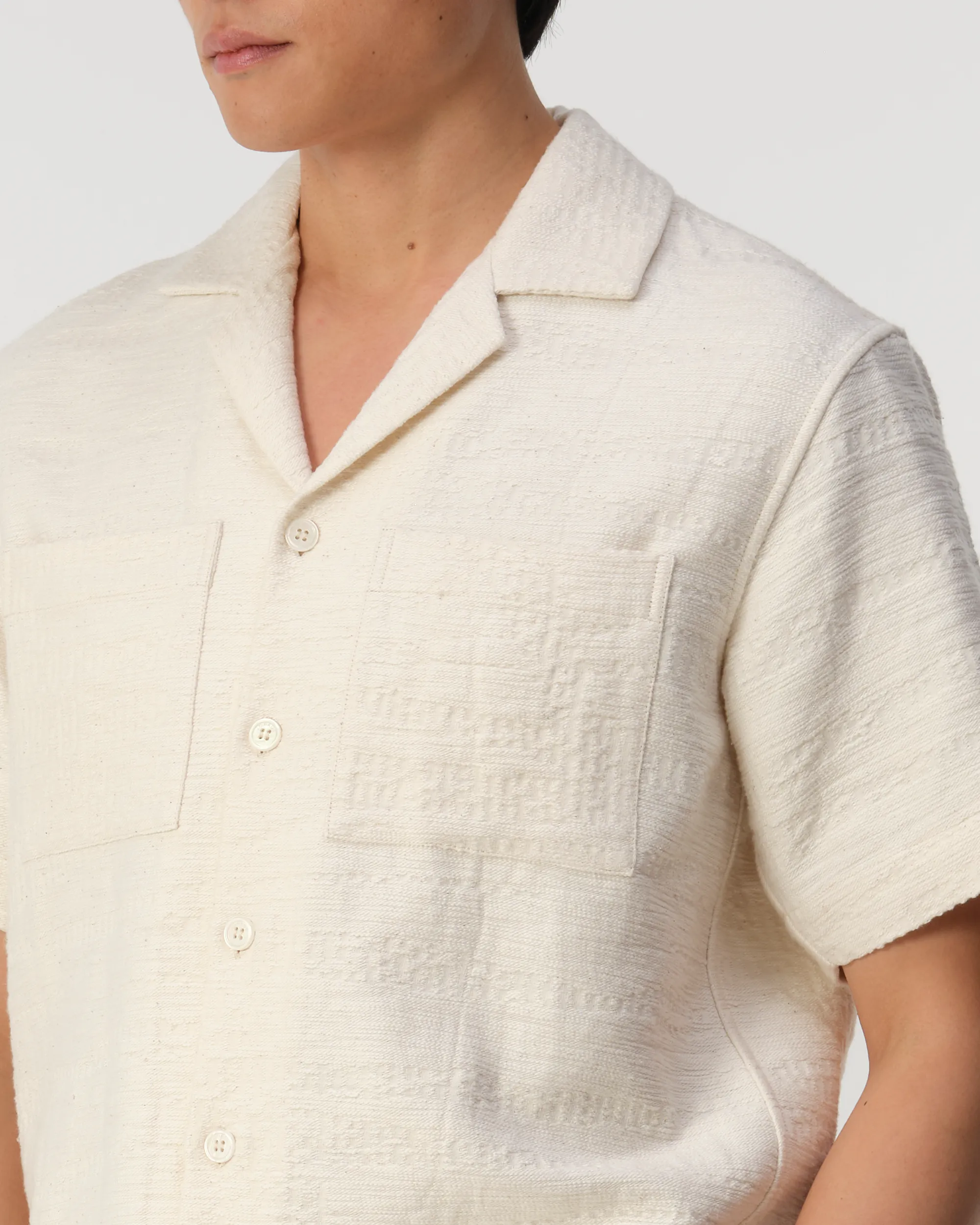 J.C. RAGS - Casual shirt SS Aaron Structure Coconut milk 103331-001-L