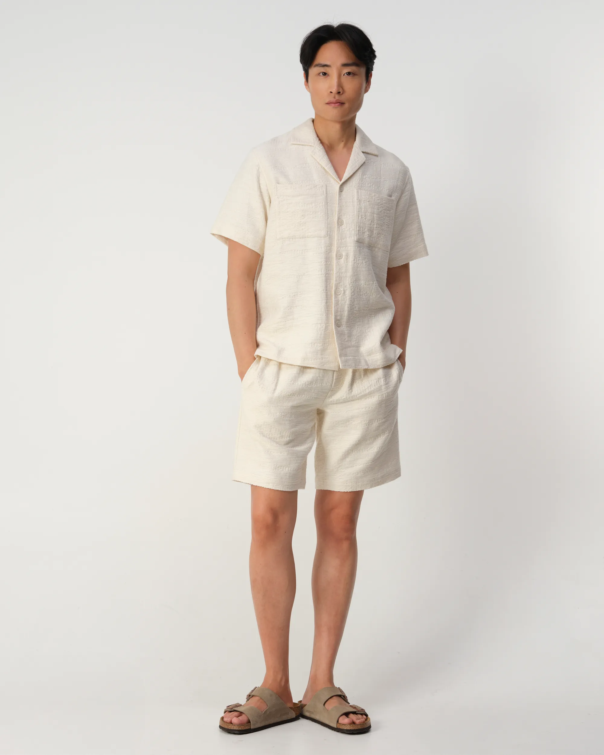 J.C. RAGS - Casual shirt SS Aaron Structure Coconut milk 103331-001-L