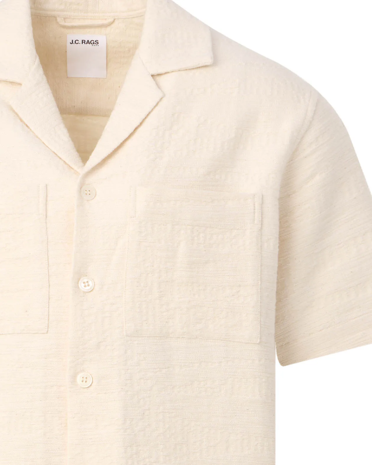 J.C. RAGS - Casual shirt SS Aaron Structure Coconut milk 103331-001-L