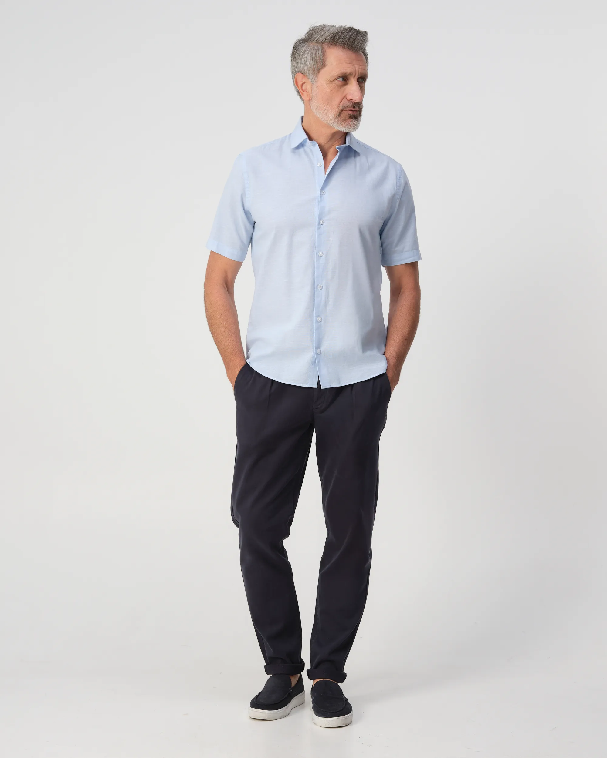 Campbell Colby Casual Overhemd Chambray Blue 103389-002-L