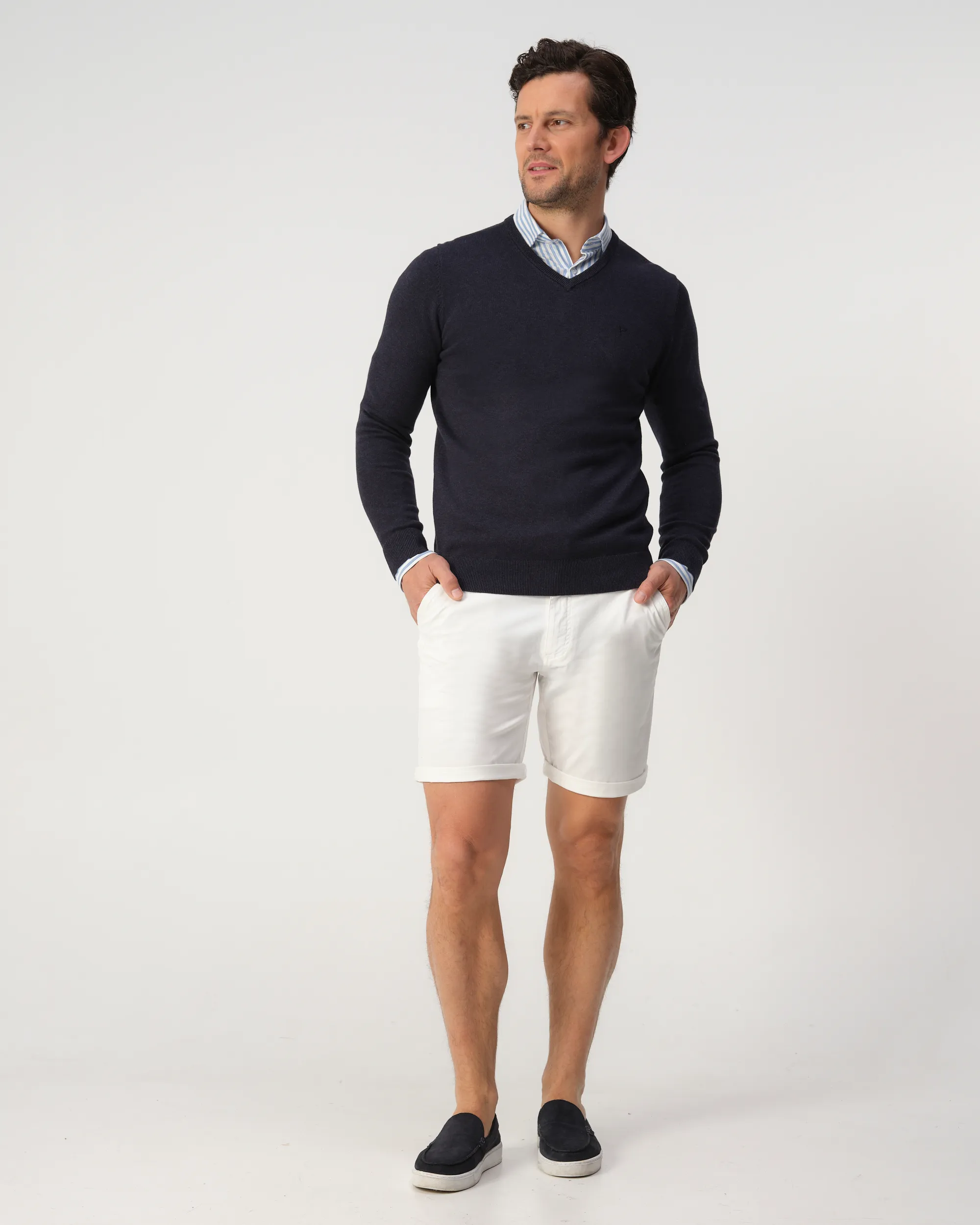 Campbell London Trui V-hals Night Sky melange 103440-001-L