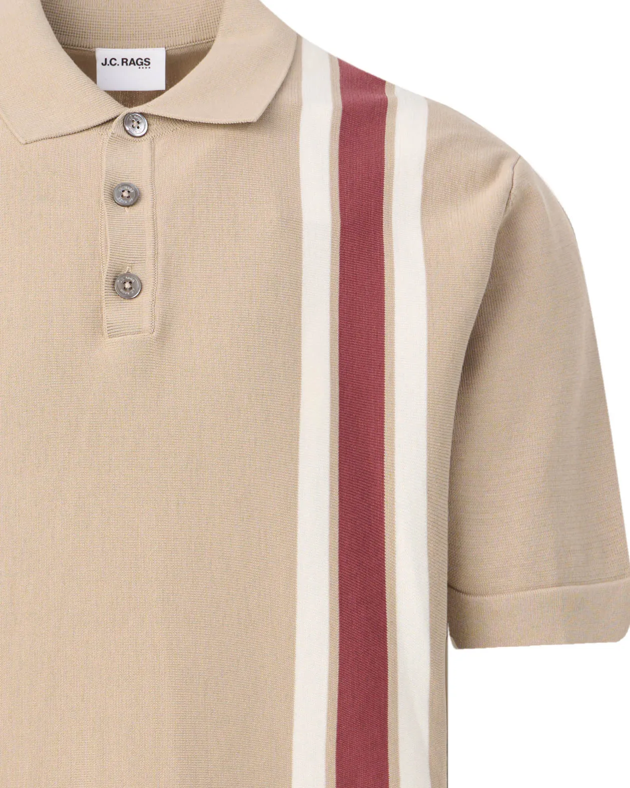 J.C. RAGS Alvie Stripe Polo Plaza taupe 103451-001-L