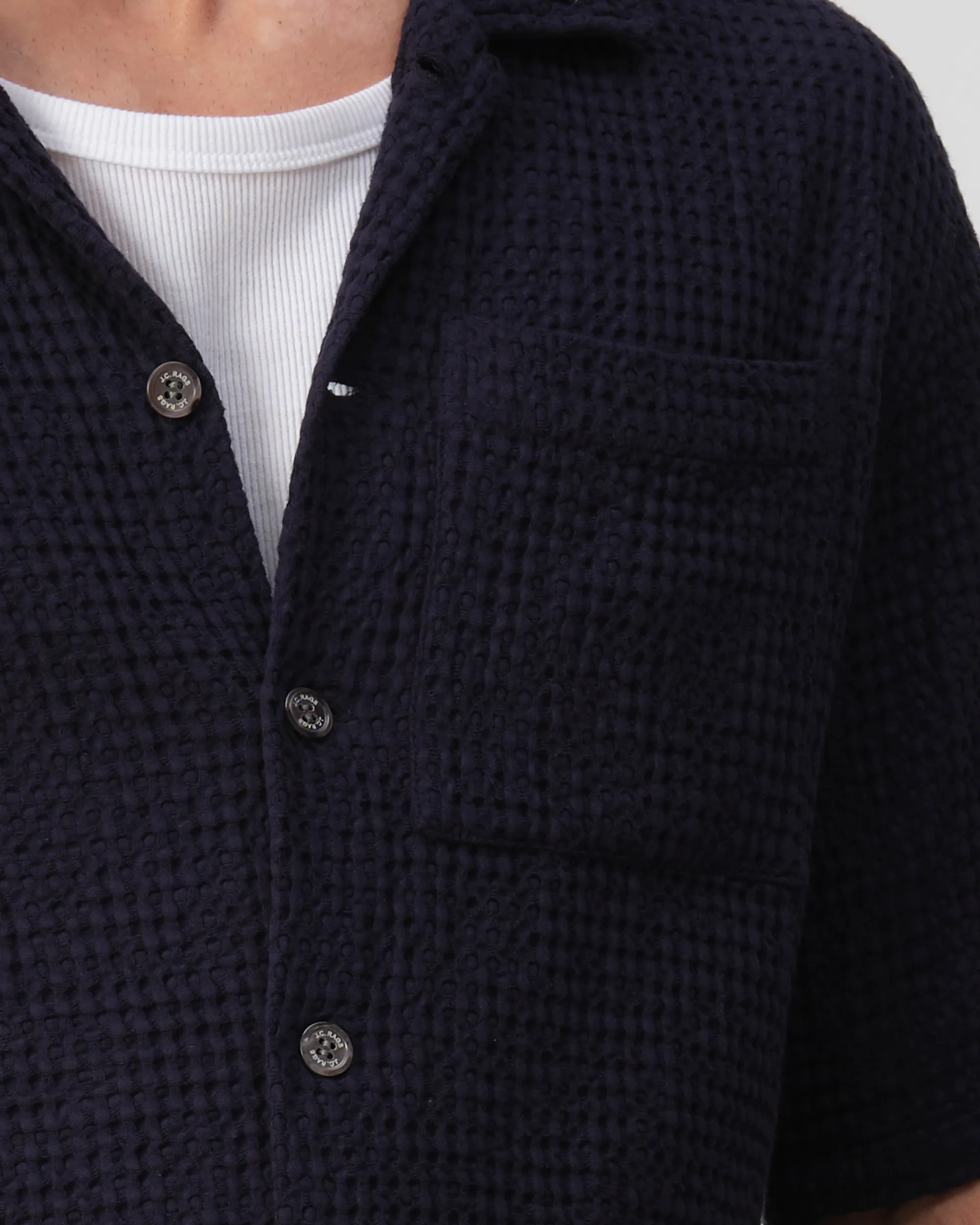 J.C. RAGS Duncan Waffle Casual Overhemd Sky Captain 103524-001-L