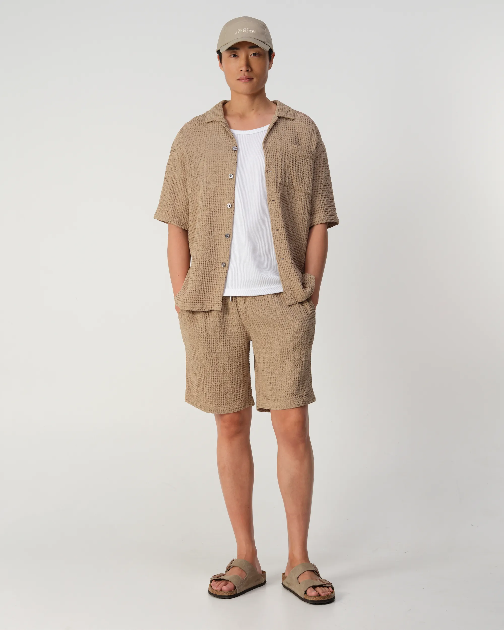 J.C. RAGS Duncan Waffle Casual Overhemd Plaza taupe 103524-003-L