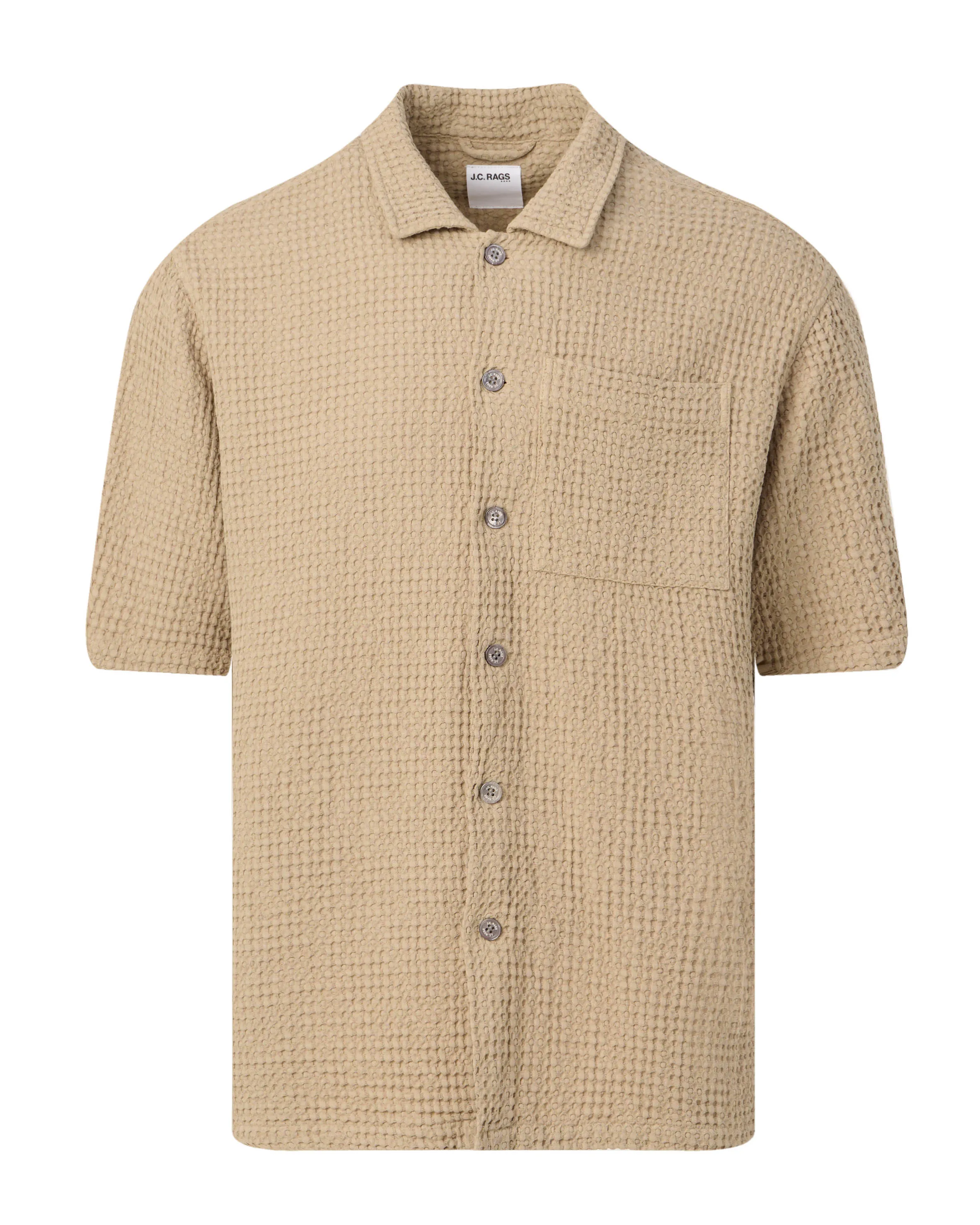 J.C. RAGS Duncan Waffle Casual Overhemd Plaza taupe 103524-003-L
