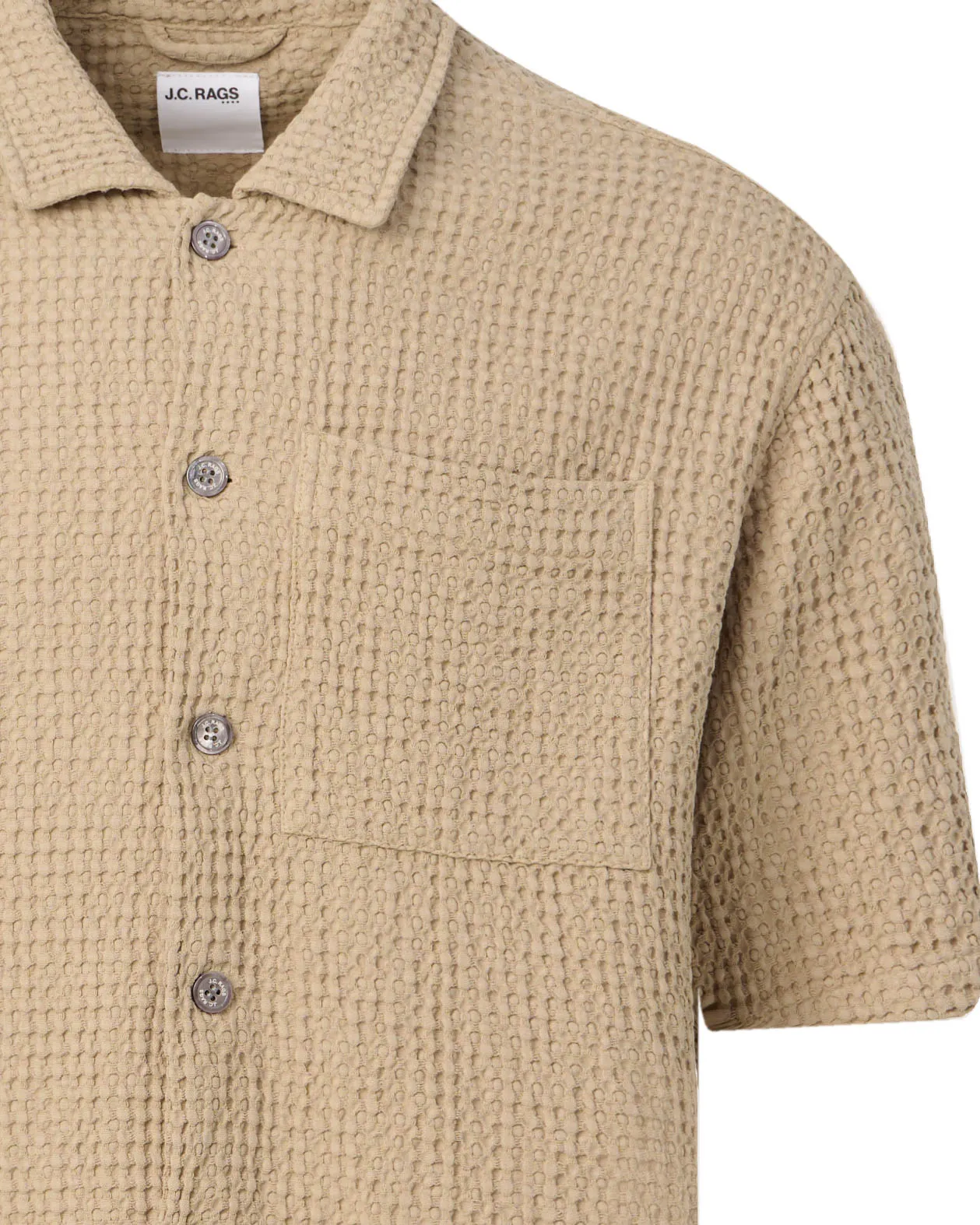 J.C. RAGS Duncan Waffle Casual Overhemd Plaza taupe 103524-003-L