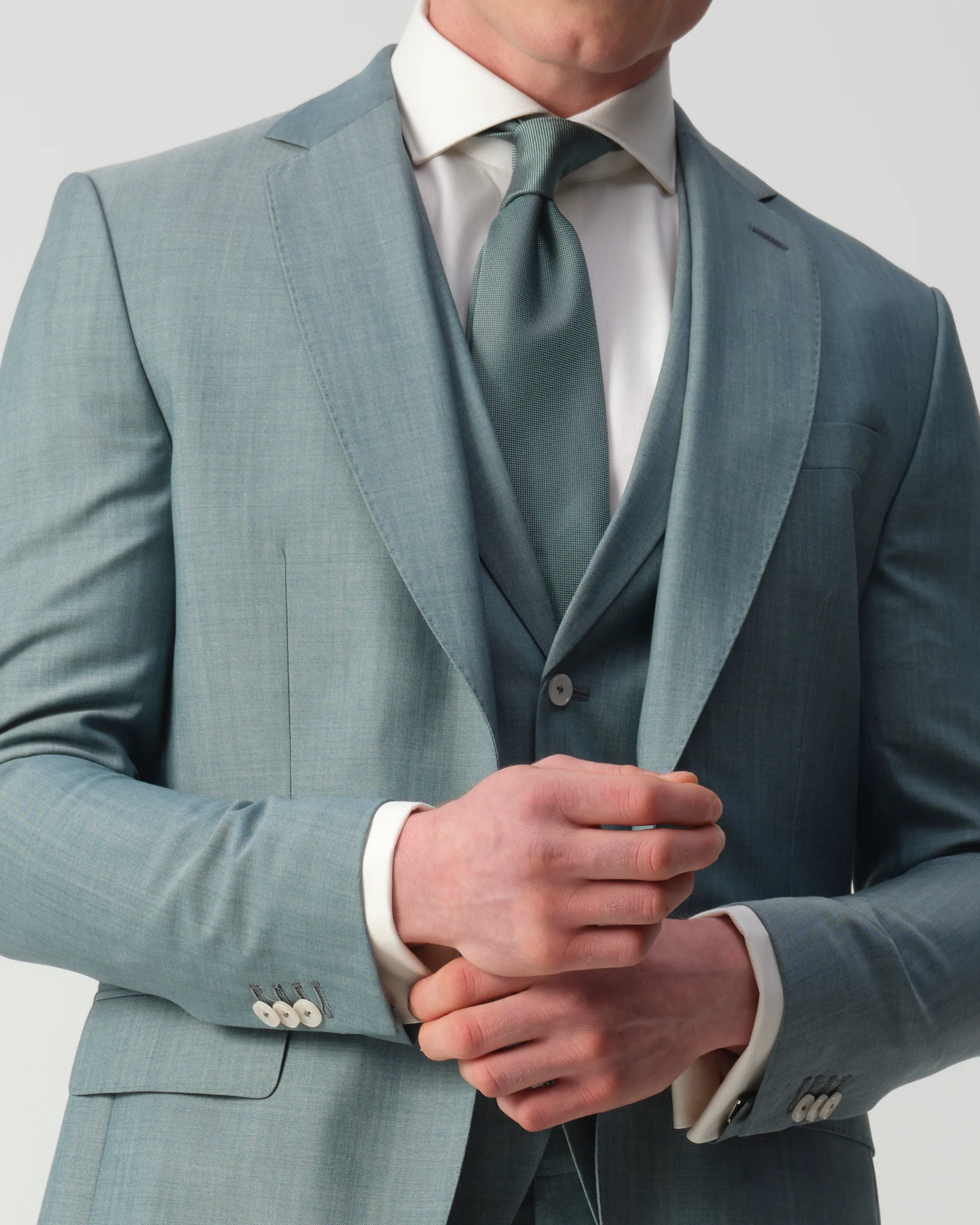 Vesper Draper 3-delig Trouwpak Groen uni 106747-001-44