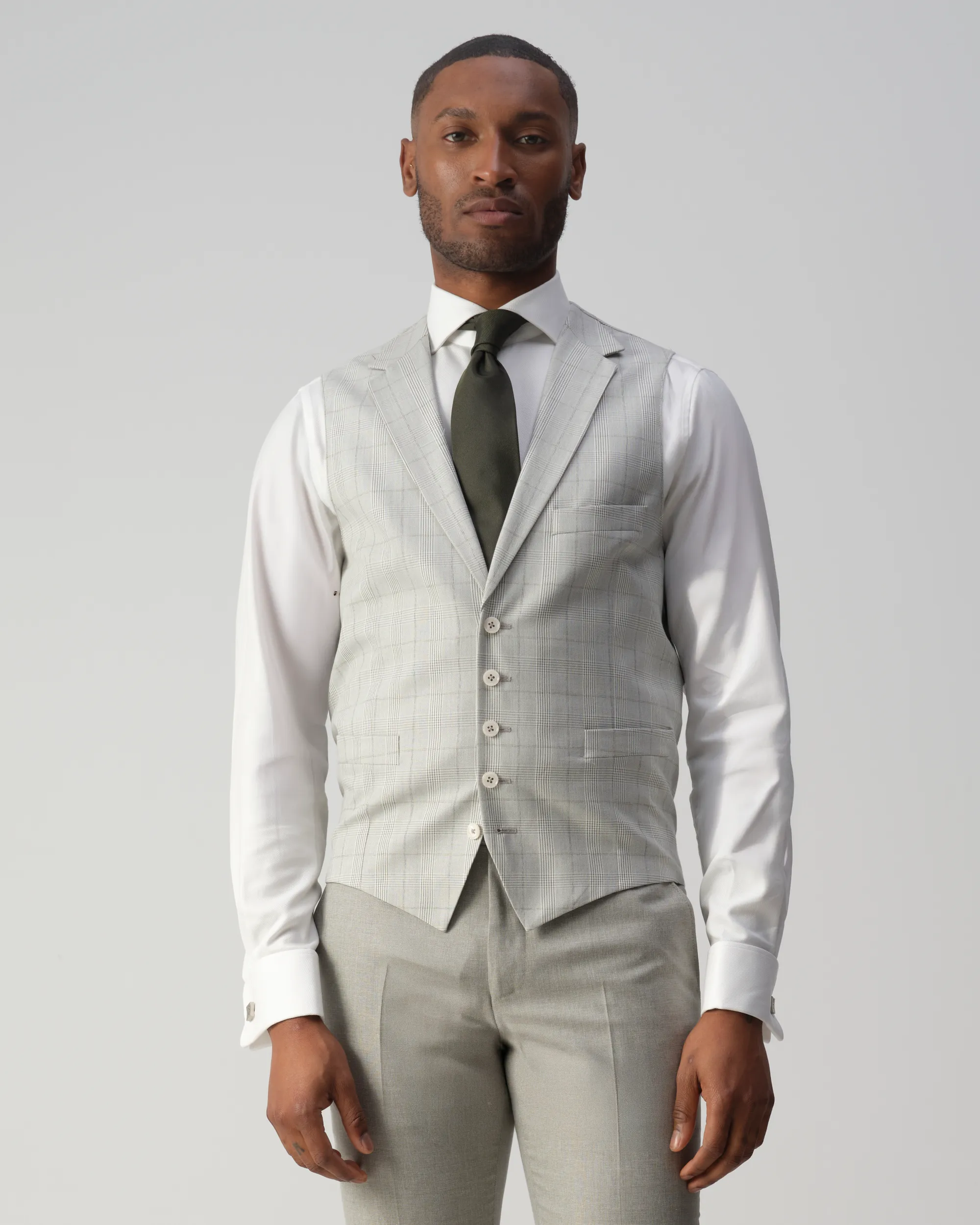 Vesper Ginsberg Gilet Groen kleine ruit 106750-001-46