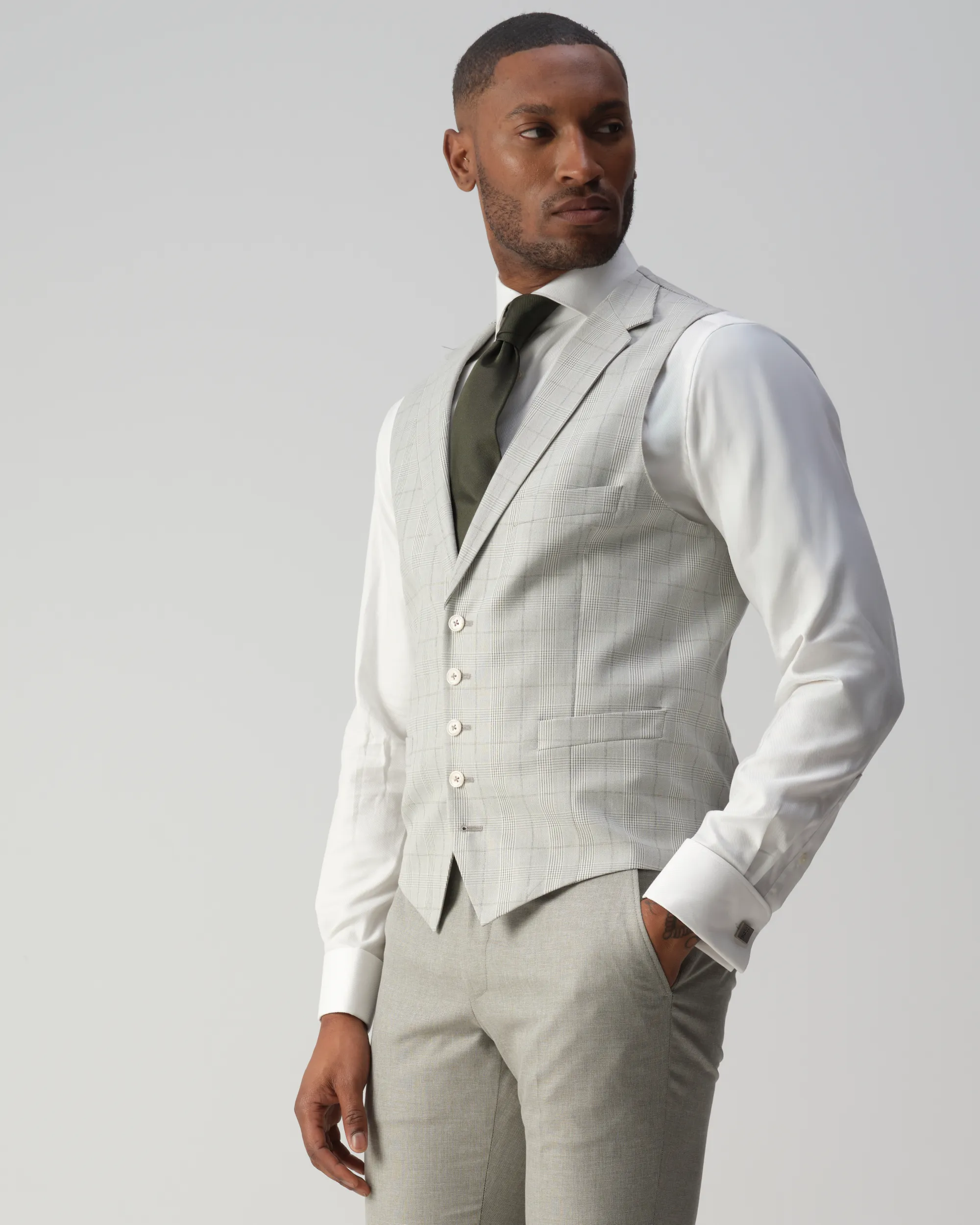 Vesper Ginsberg Gilet Groen kleine ruit 106750-001-46