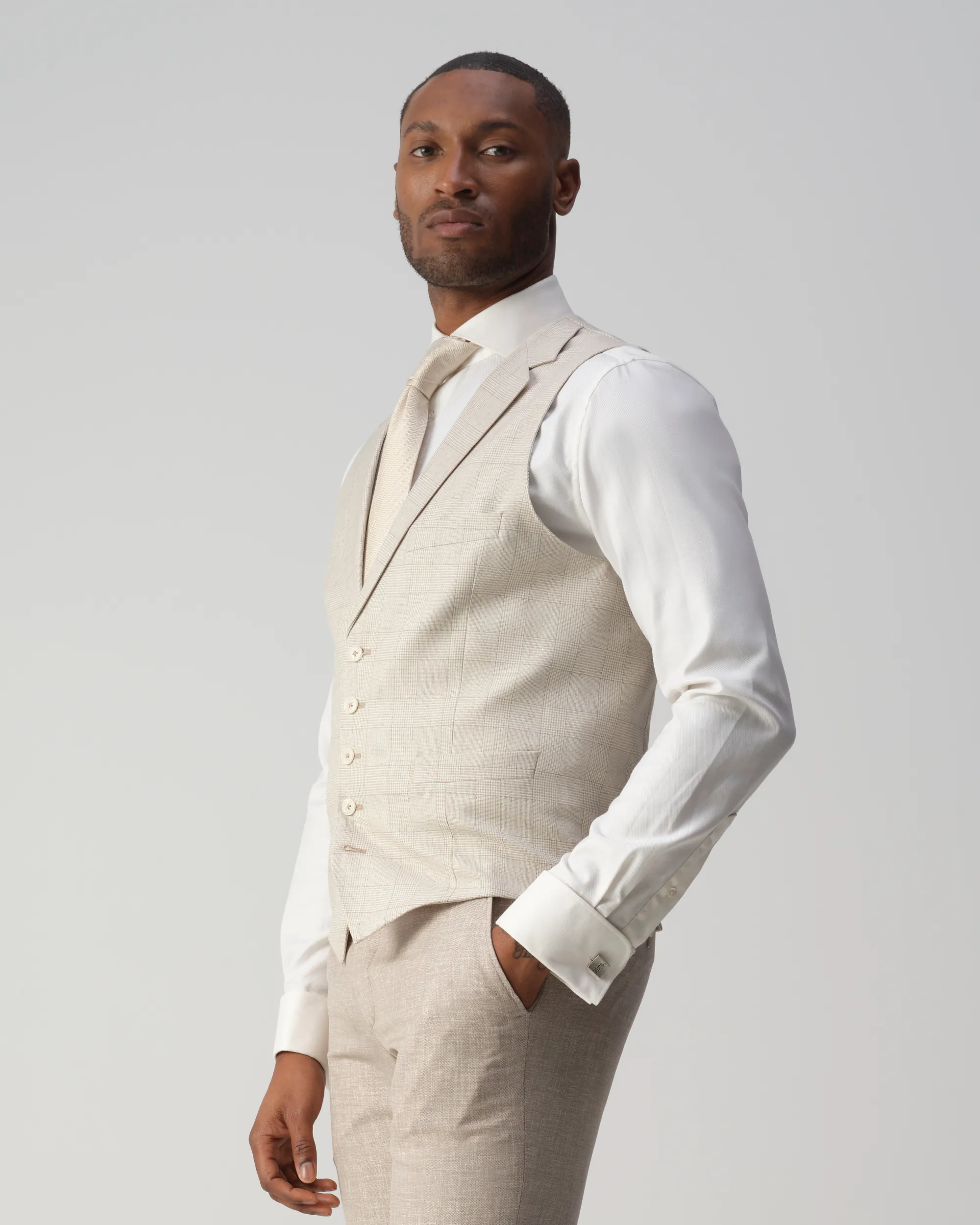 Vesper Ginsberg Gilet Sand grote ruit 106751-001-46