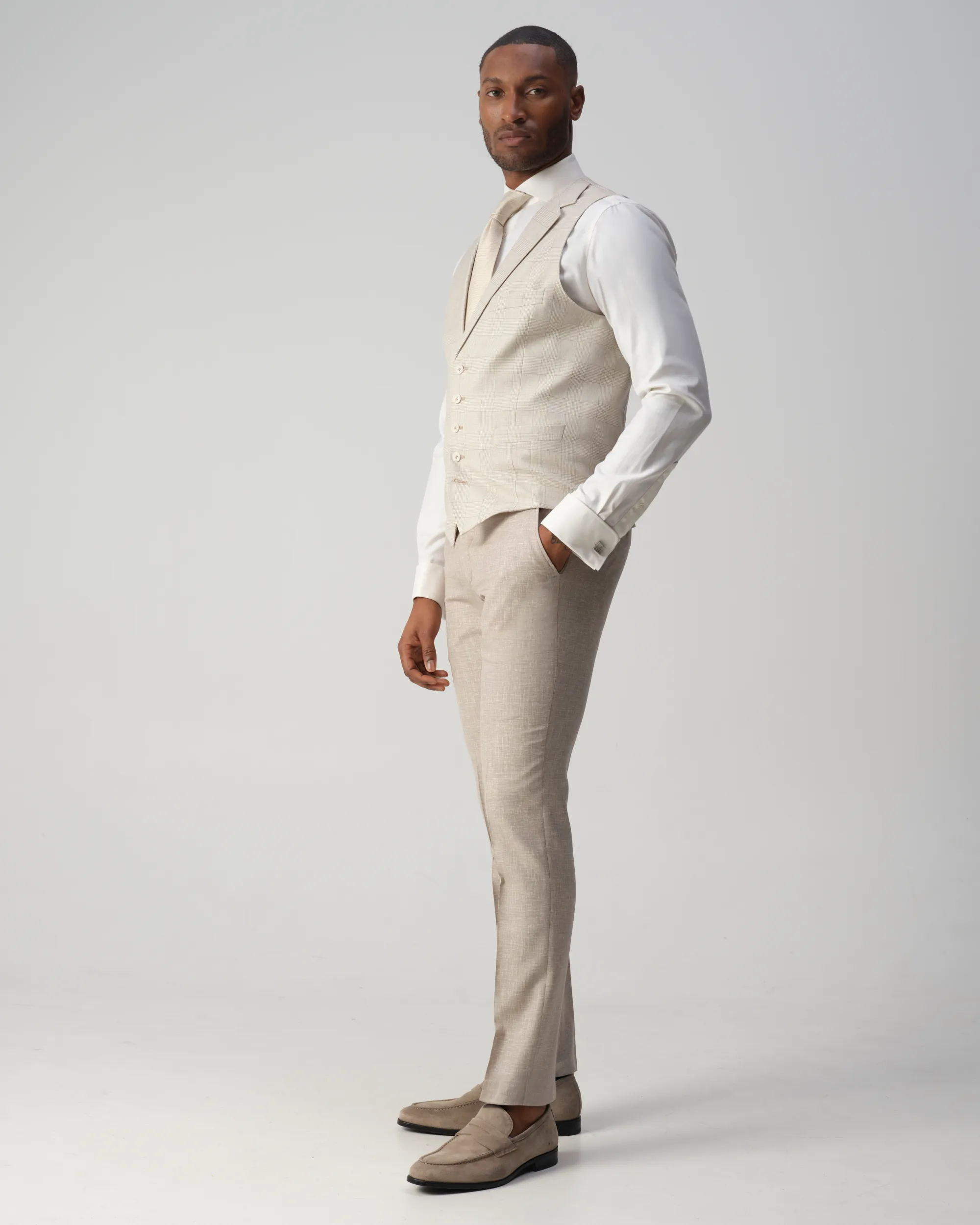 Vesper Ginsberg Gilet Sand grote ruit 106751-001-46