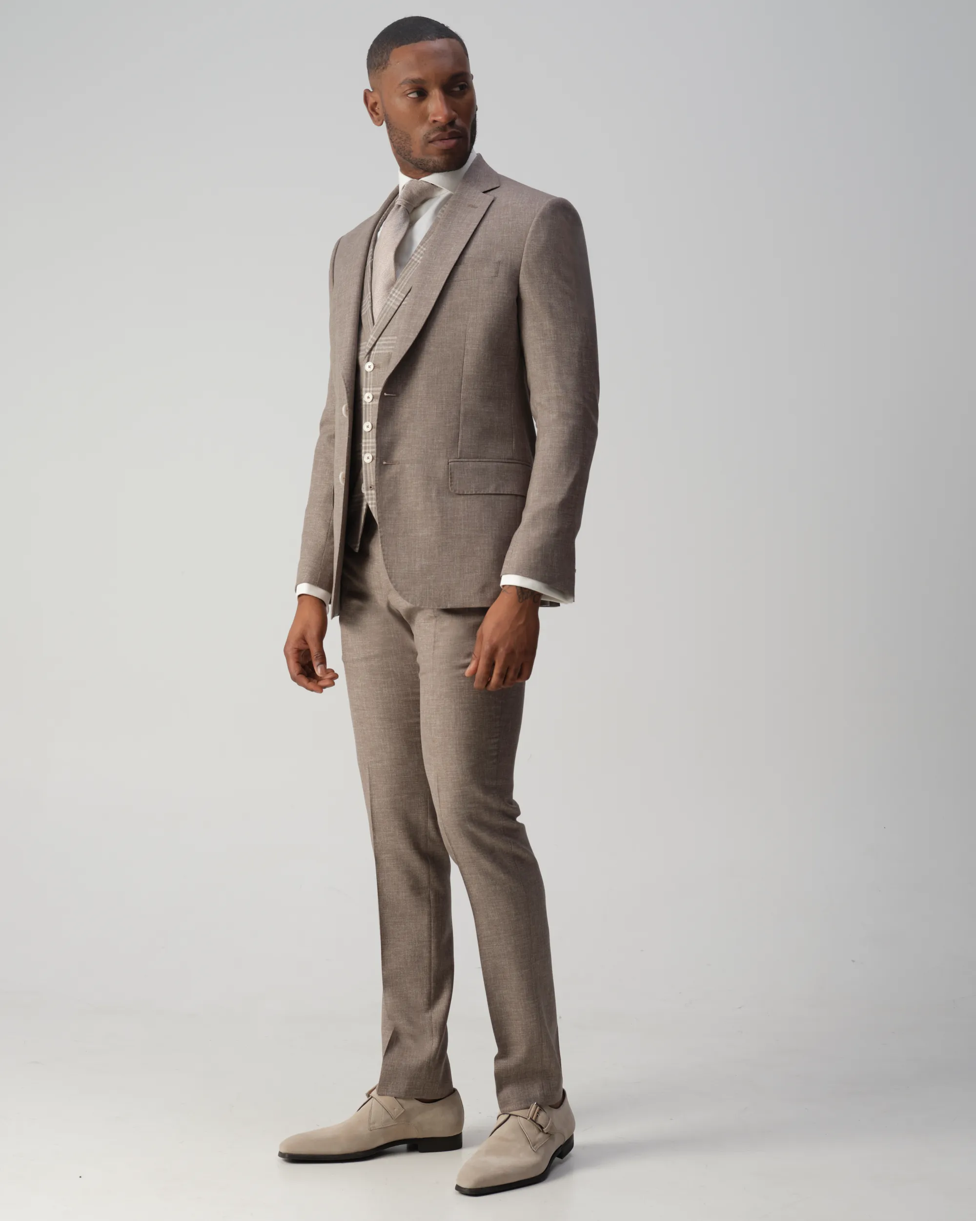 Vesper Draper 2-delig Trouwpak Beige uni 106753-001-44