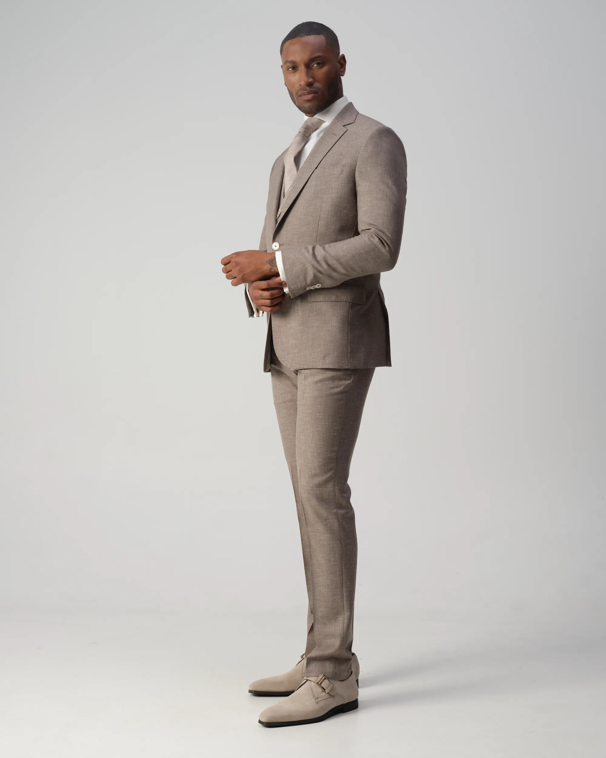 Vesper Draper 2-delig Trouwpak Beige uni 106753-001-44