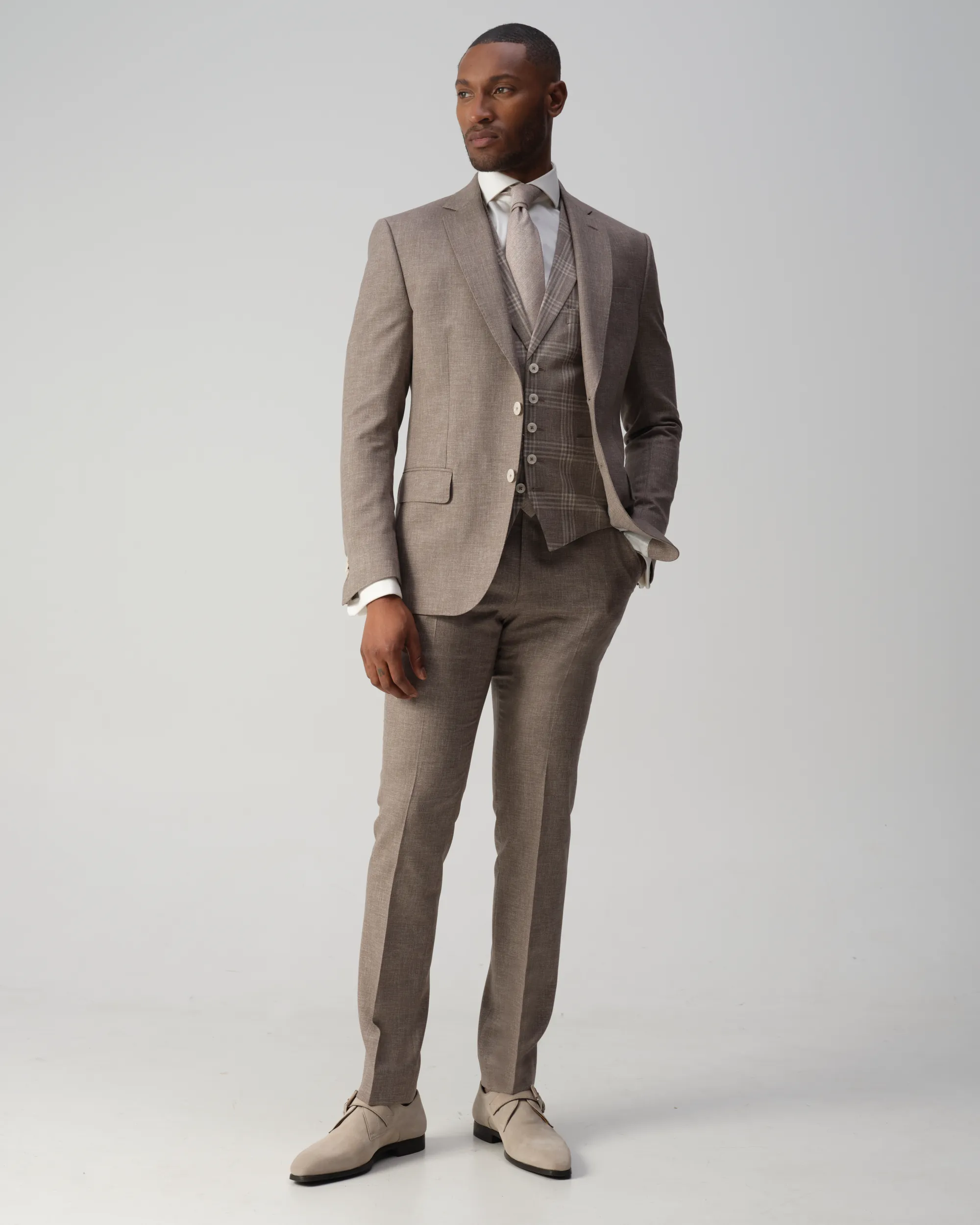 Vesper Ginsberg Gilet Beige grote ruit 106754-001-46