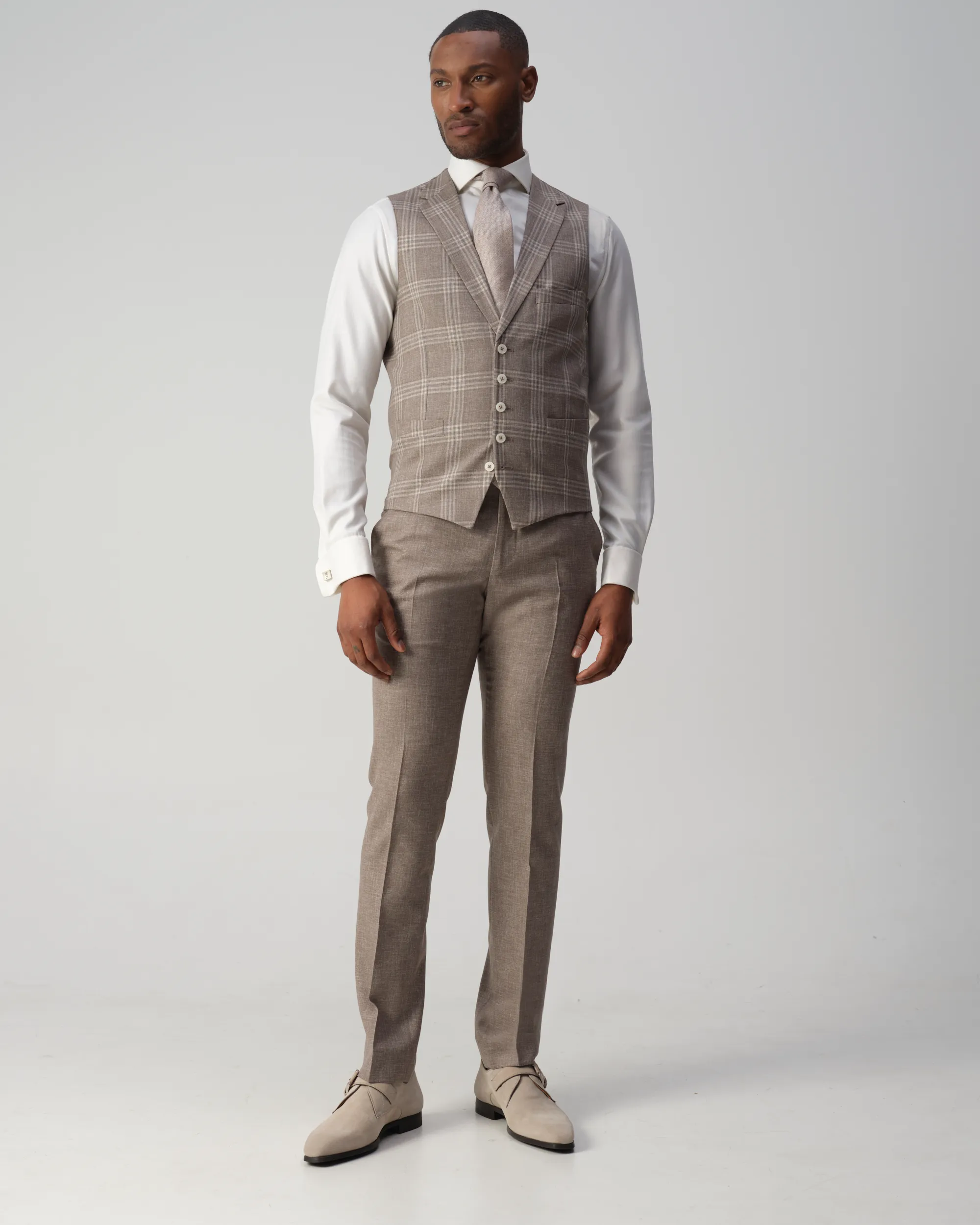 Vesper Ginsberg Gilet Beige grote ruit 106754-001-46