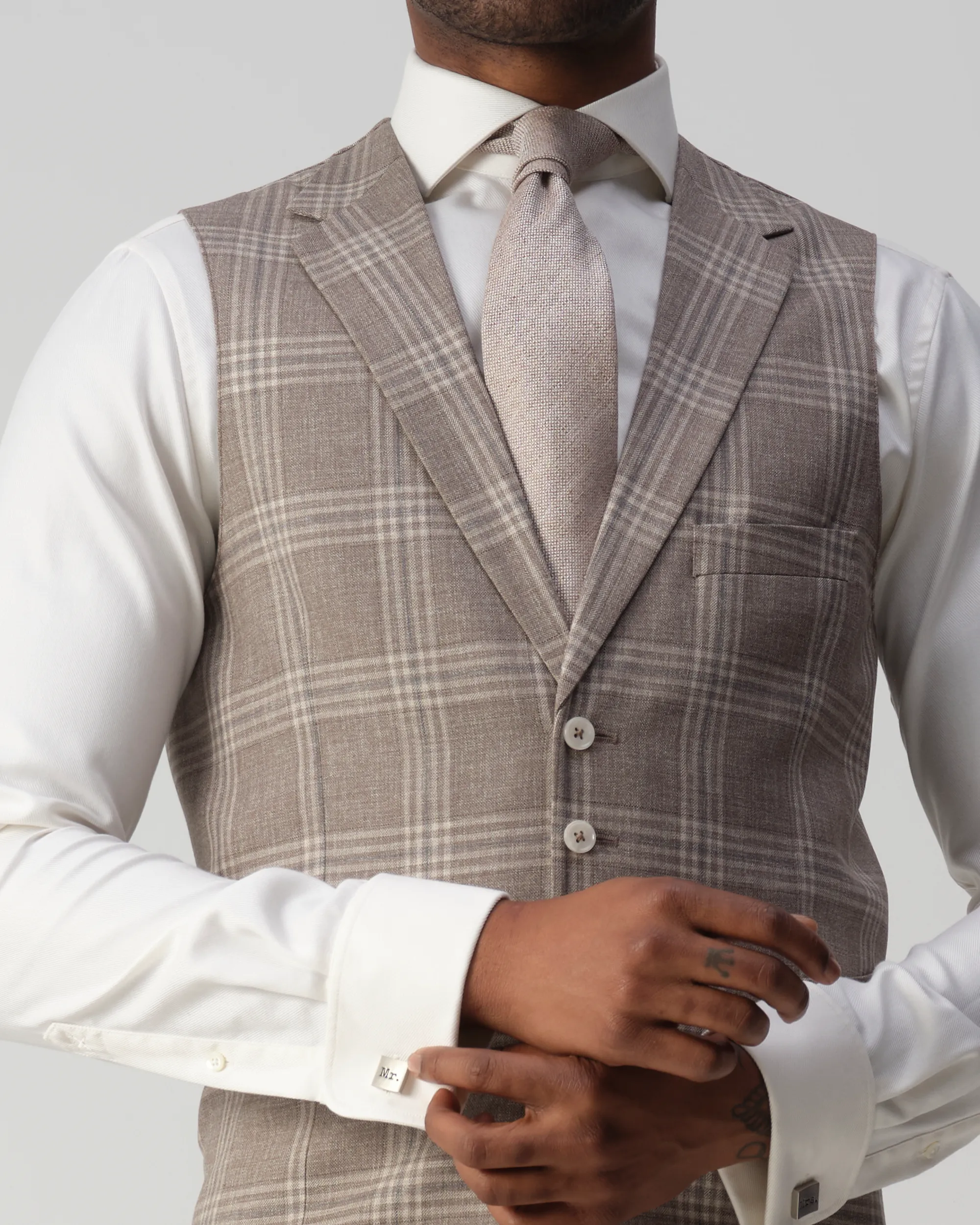 Vesper Ginsberg Gilet Beige grote ruit 106754-001-46