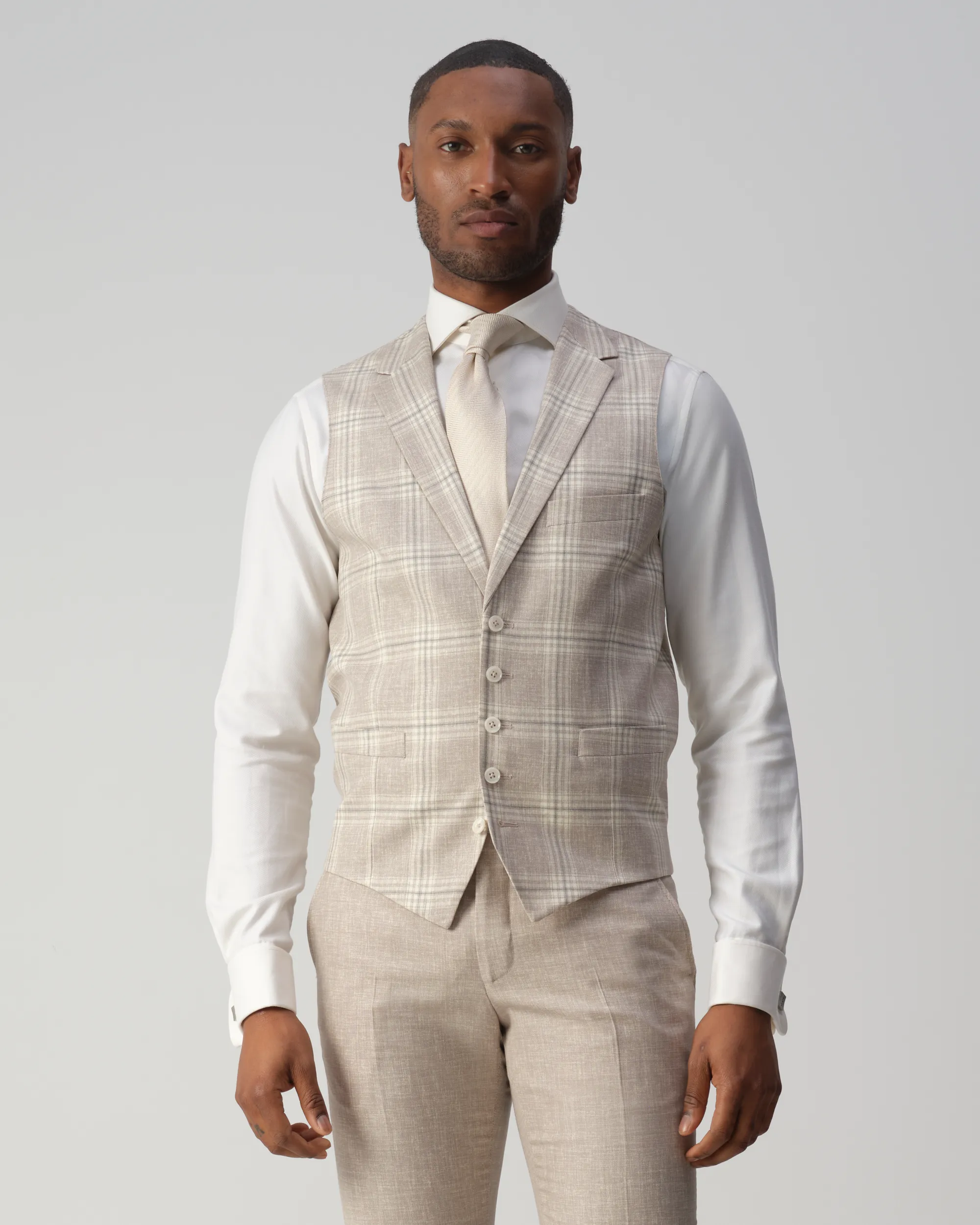 Vesper Ginsberg Gilet Sand grote ruit 106754-002-46