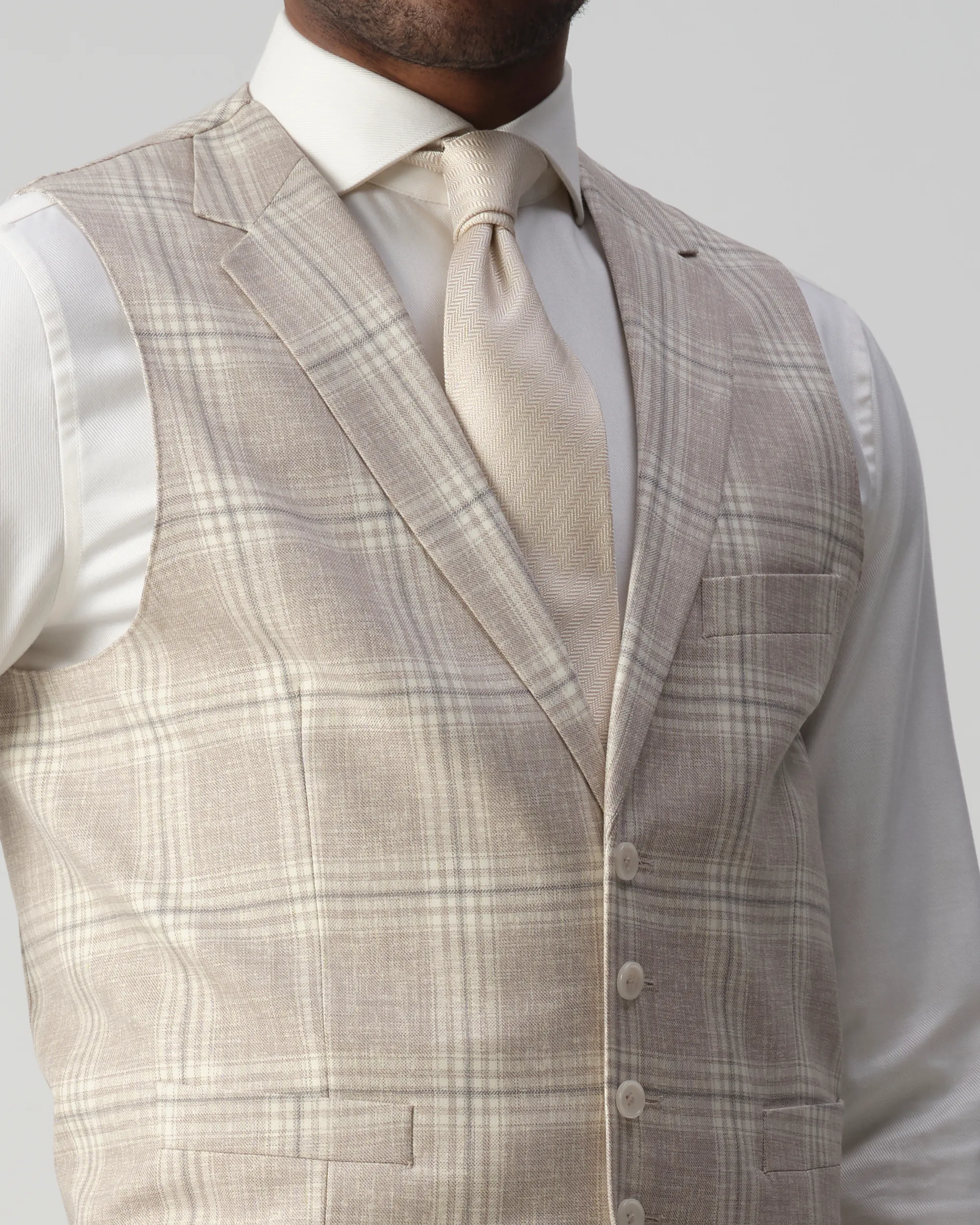 Vesper Ginsberg Gilet Sand grote ruit 106754-002-46