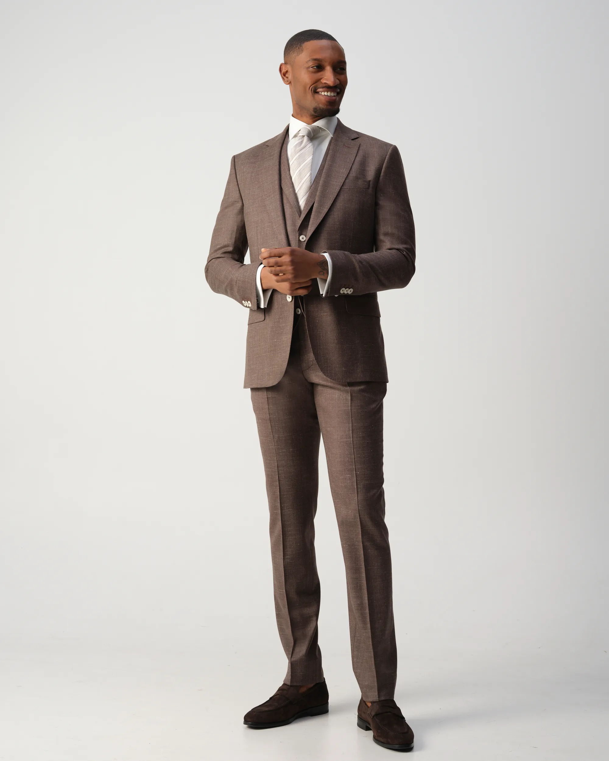 Vesper Draper 2-delig Trouwpak Bruin uni 106755-001-46