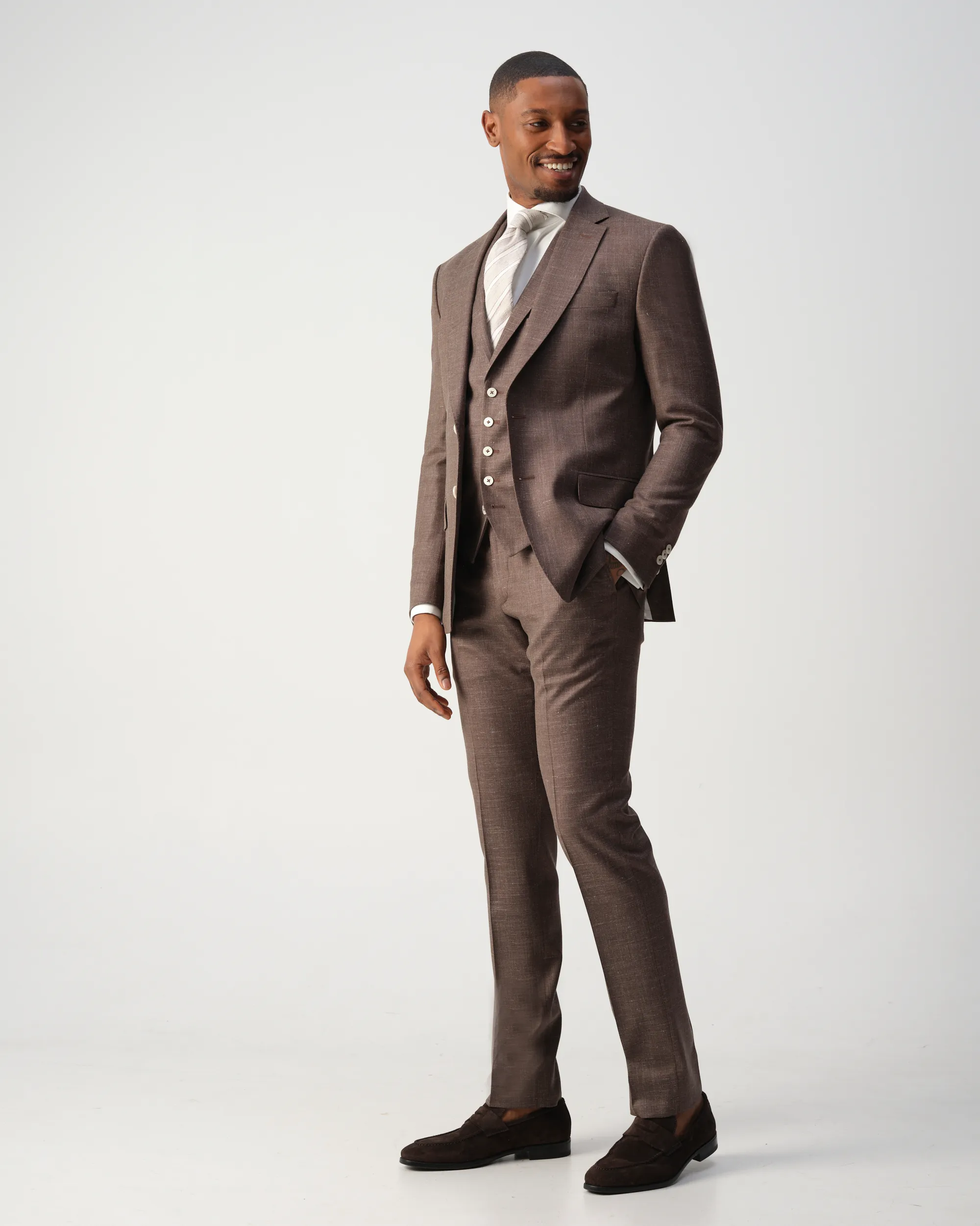 Vesper Draper 2-delig Trouwpak Bruin uni 106755-001-46