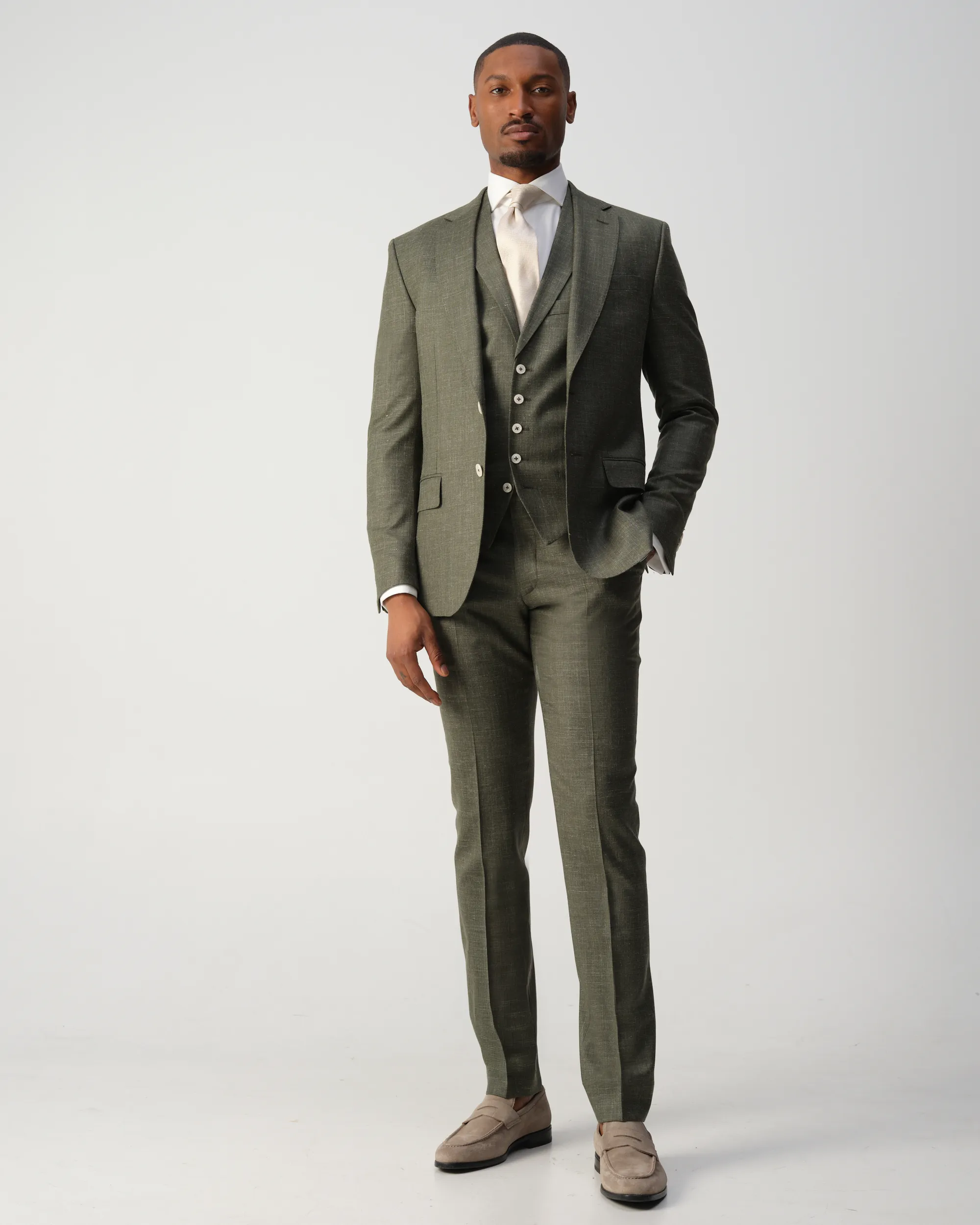 Vesper Draper 2-delig Trouwpak Groen uni 106755-003-46