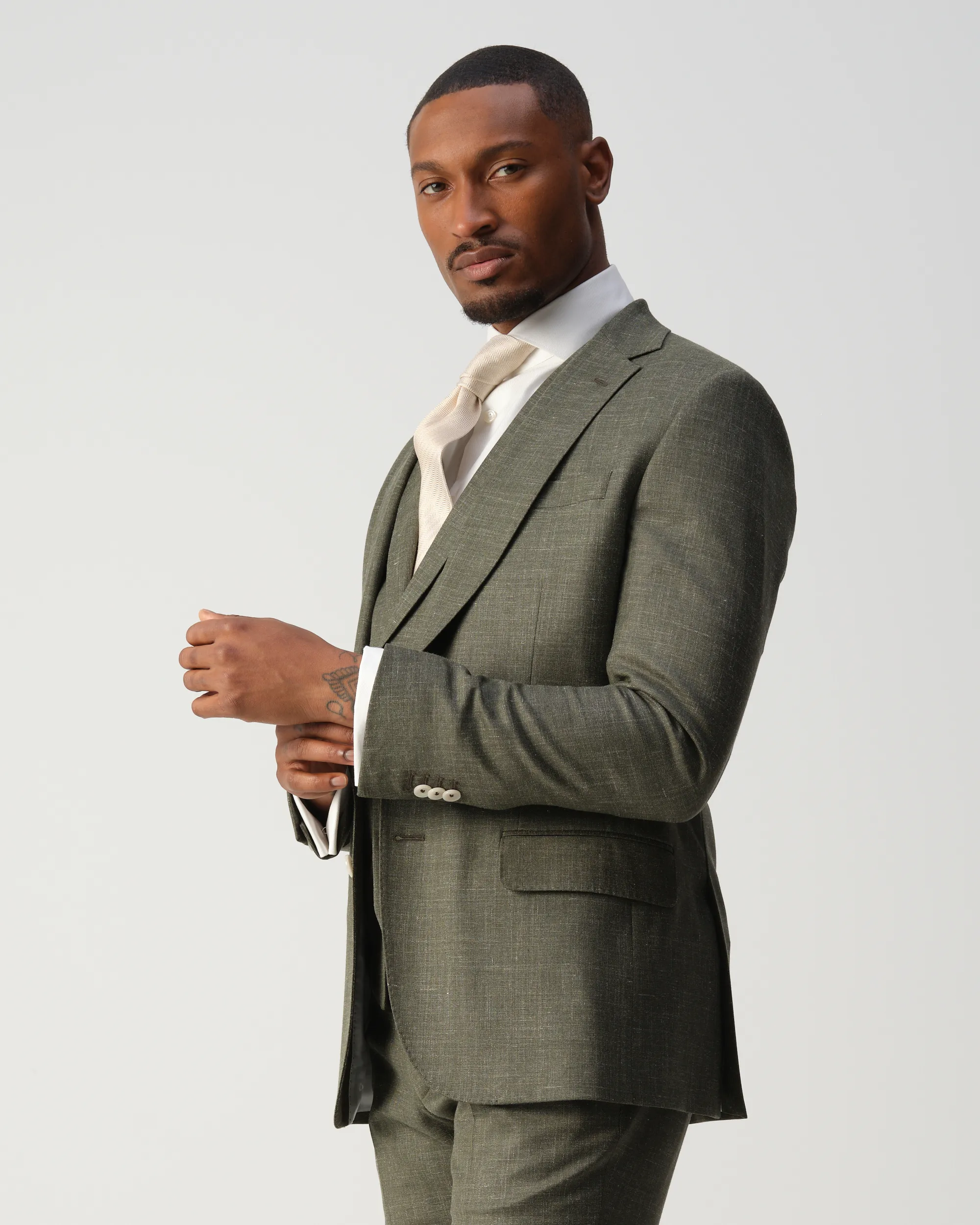 Vesper Draper 2-delig Trouwpak Groen uni 106755-003-46