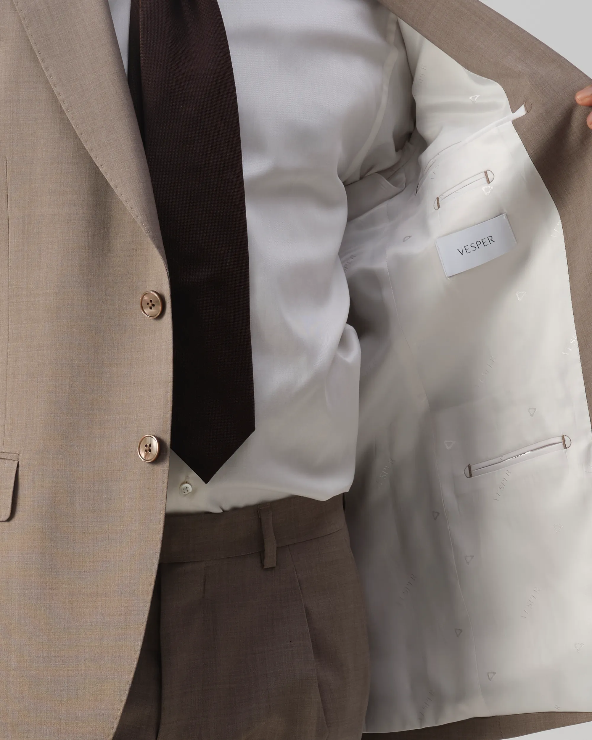 Vesper Draper 2-delig Pak Lichtbruin uni 106757-002-44