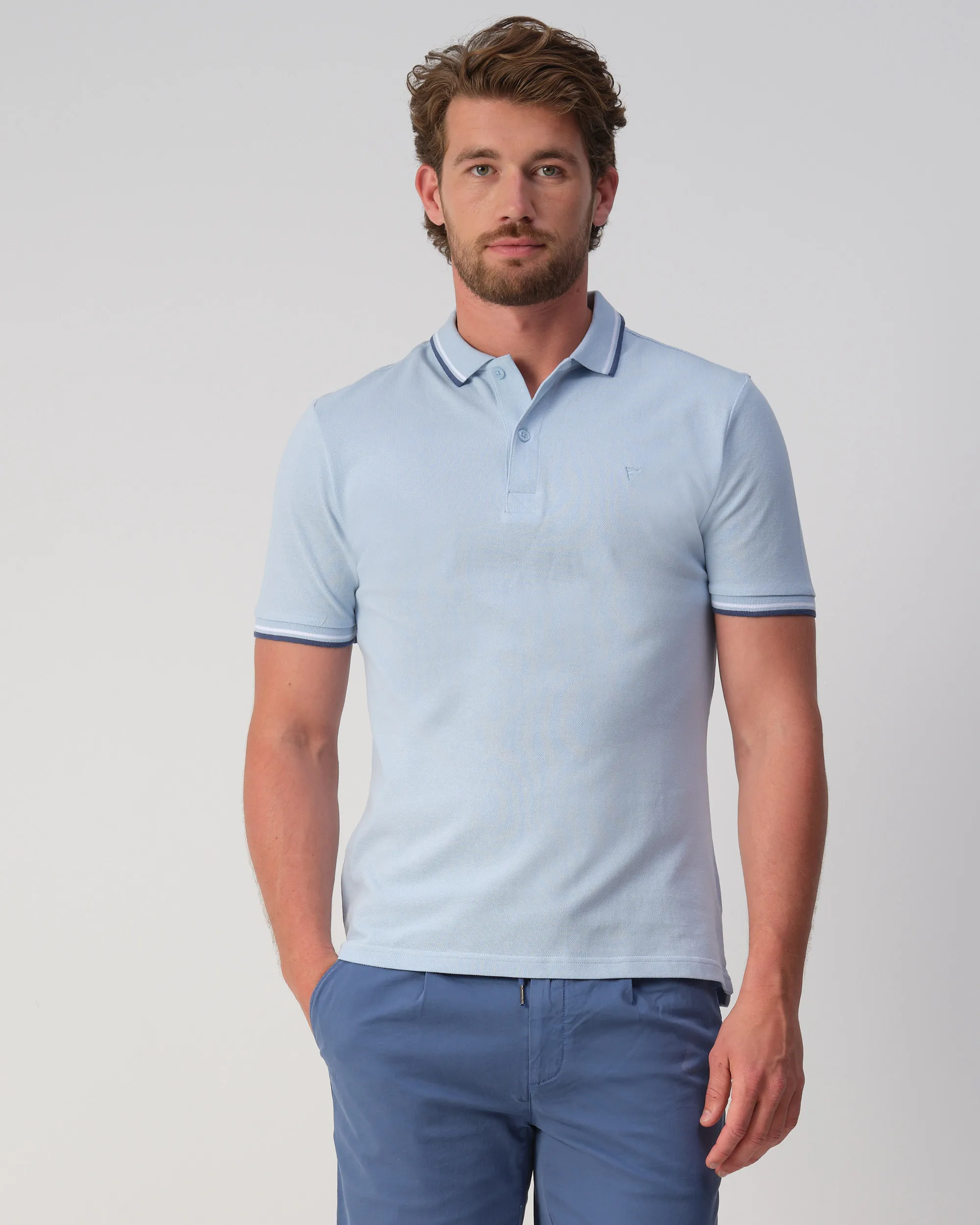 Campbell Polo Korte mouw Chambray Blue 106926-003-L