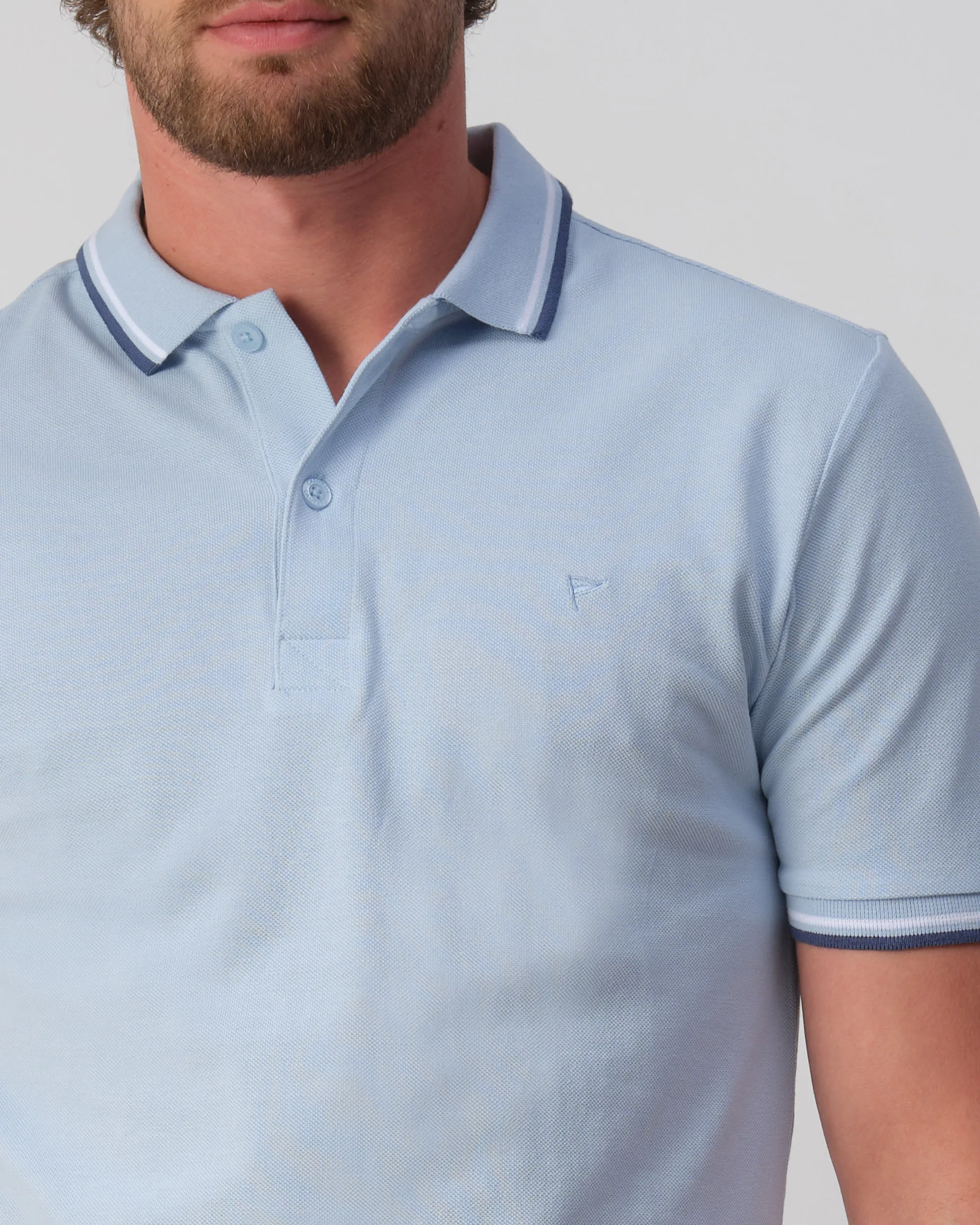 Campbell Polo Korte mouw Chambray Blue 106926-003-L